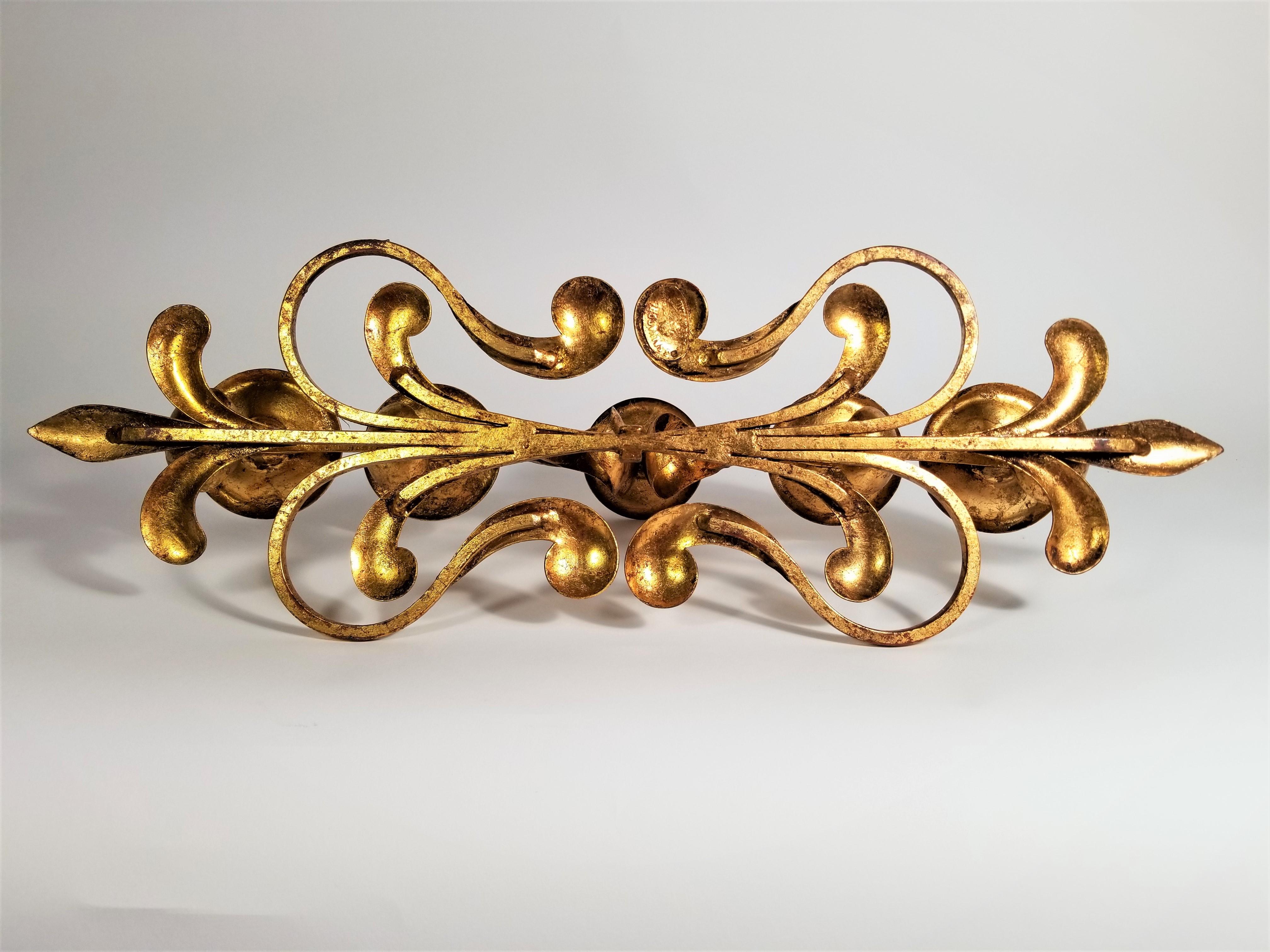 Italian Signed S. Salvadori  Gilded Candelabra, 1950s  Made in Italy For Sale 10