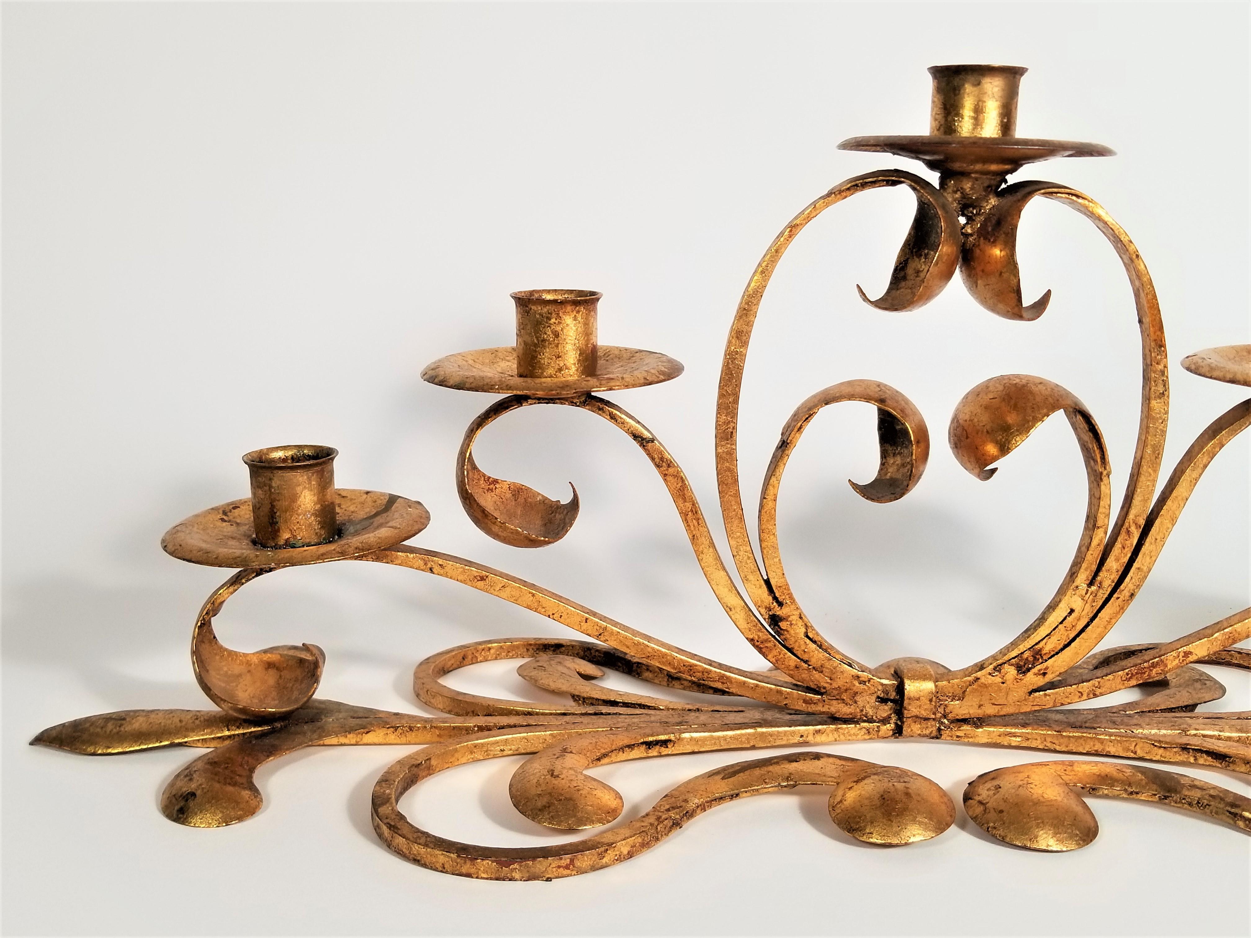 Italian Signed S. Salvadori  Gilded Candelabra, 1950s  Made in Italy For Sale 1