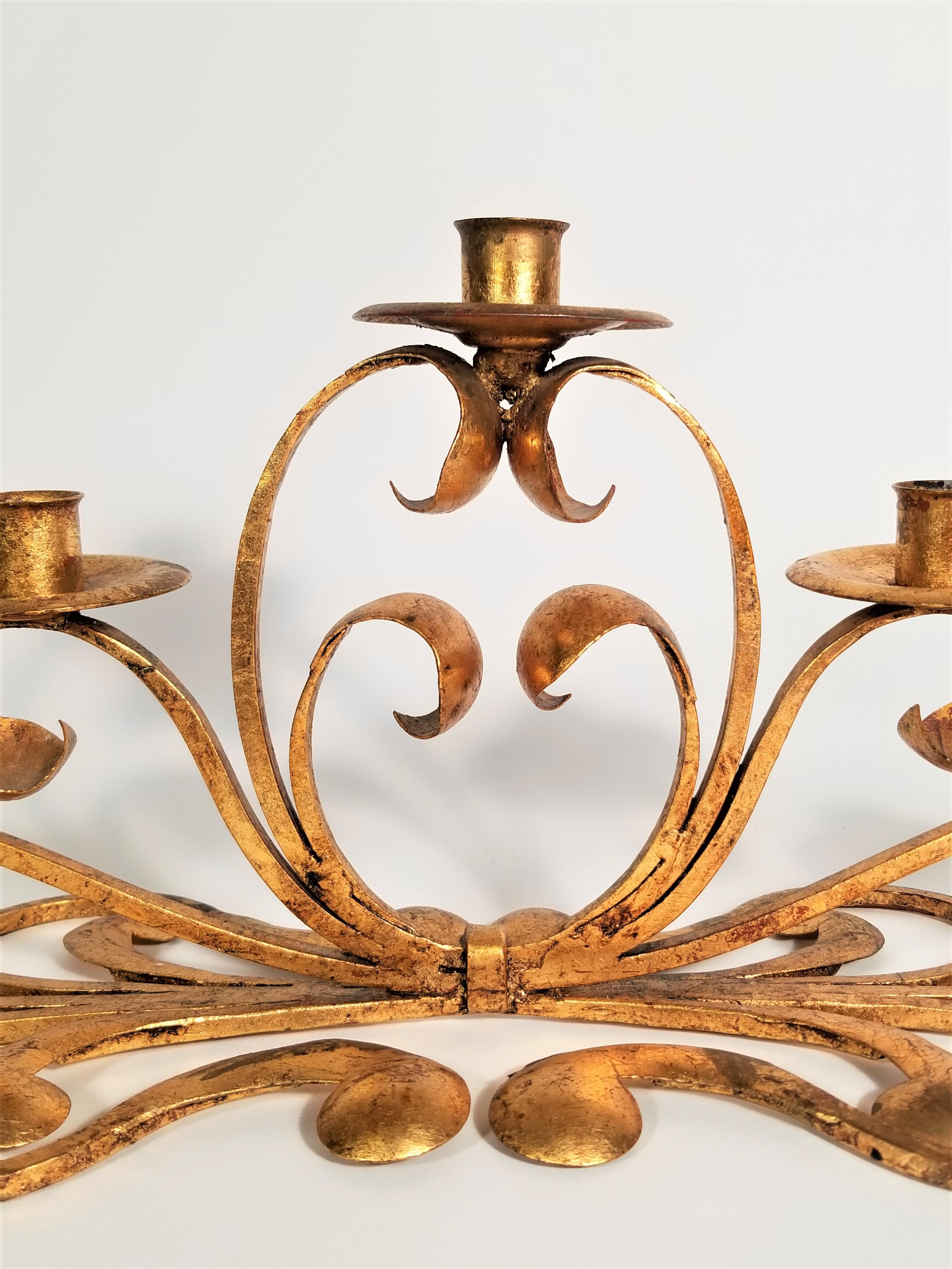 Italian Signed S. Salvadori  Gilded Candelabra, 1950s  Made in Italy For Sale 2