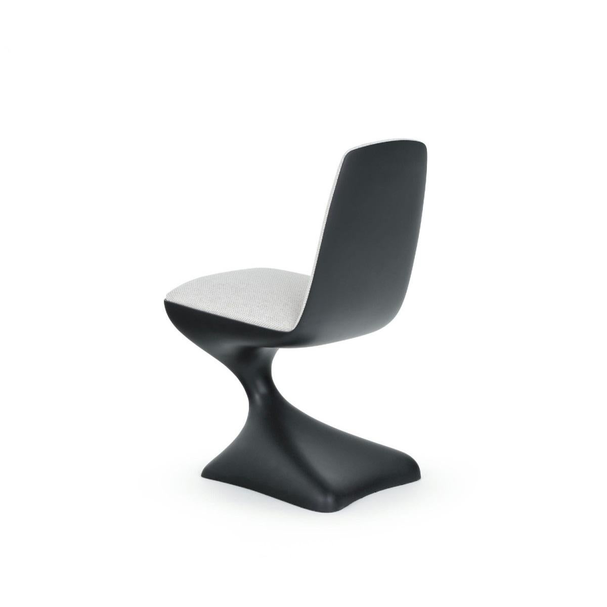 Modern S-Shaped Biomorphic Dining Chair In Matte Black For Sale