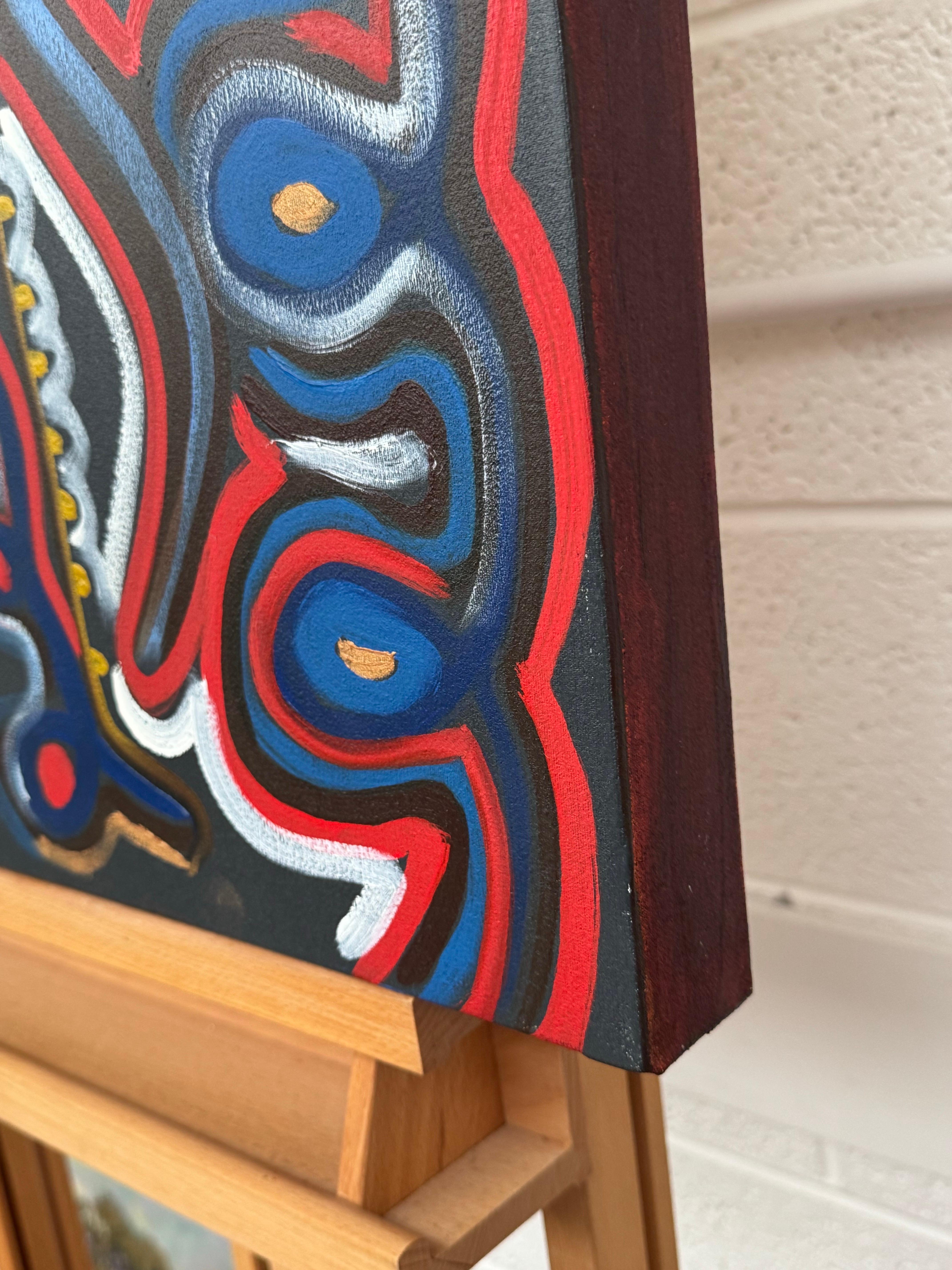 Colourful Abstract Tribal Aboriginal Inspired Oil on Canvas in Portrait Format For Sale 12