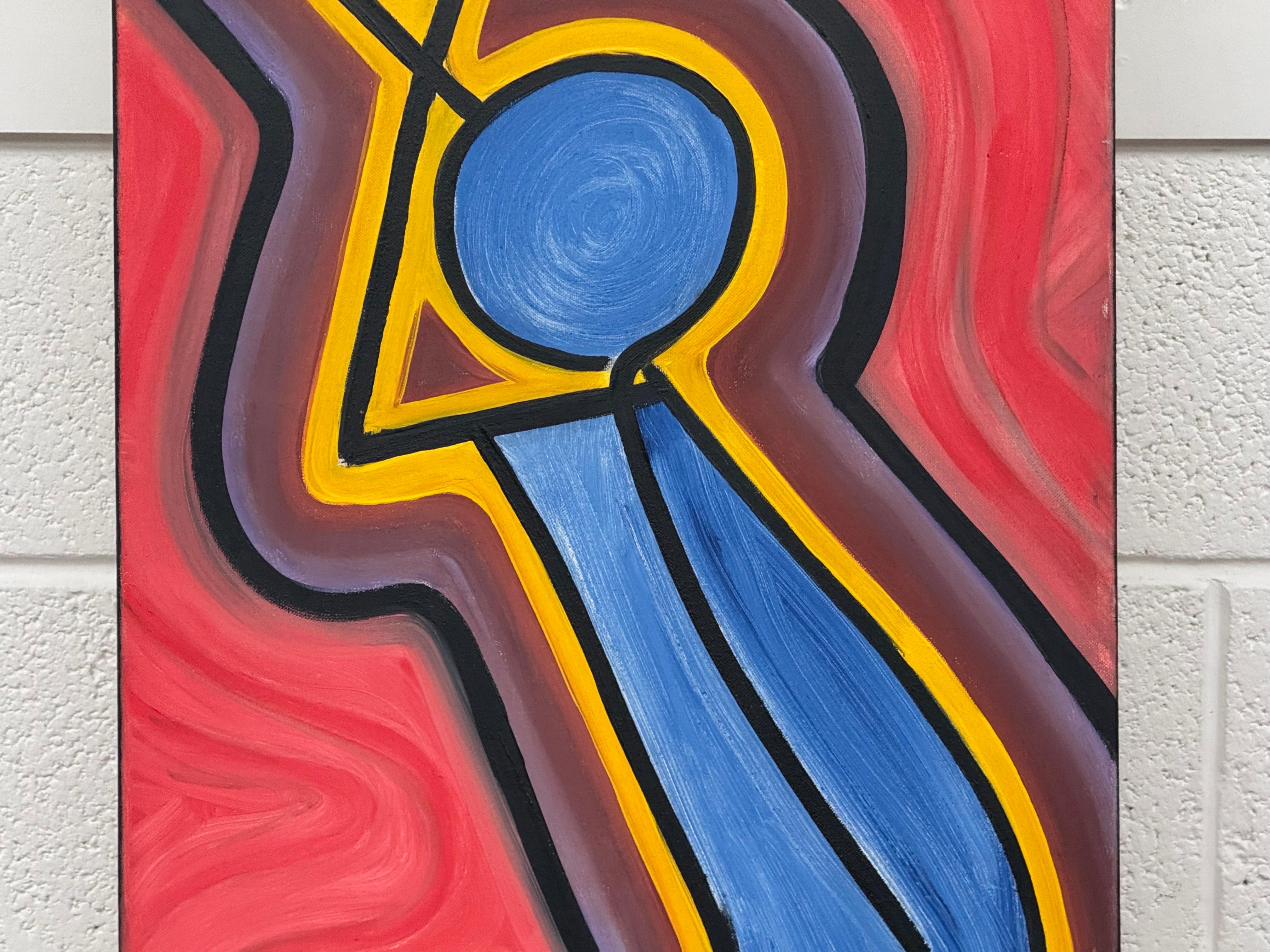 The Reacher - Colourful Tribal Aboriginal Inspired Oil on Canvas Portrait Format For Sale 5