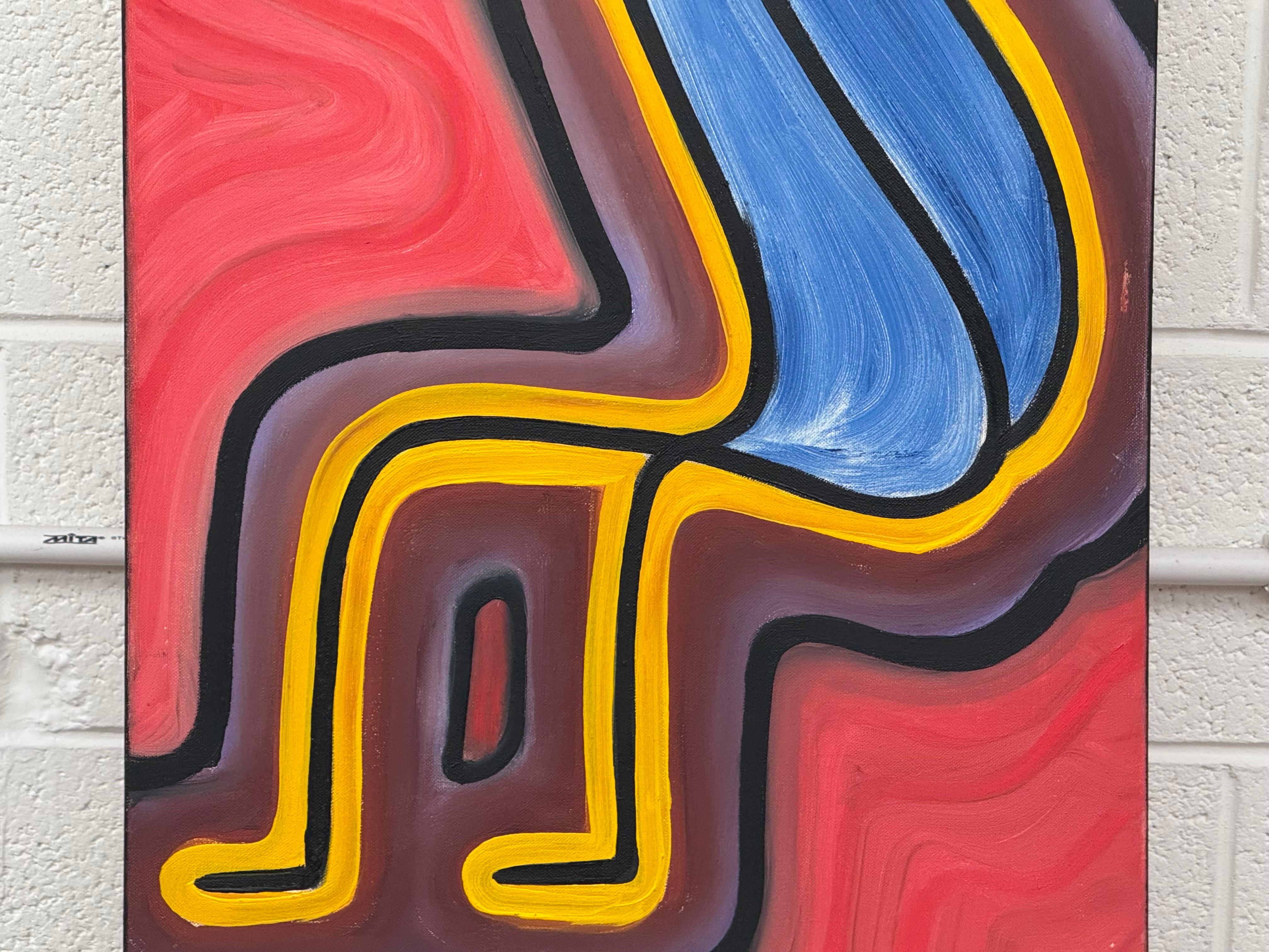 The Reacher - Colourful Tribal Aboriginal Inspired Oil on Canvas Portrait Format For Sale 6