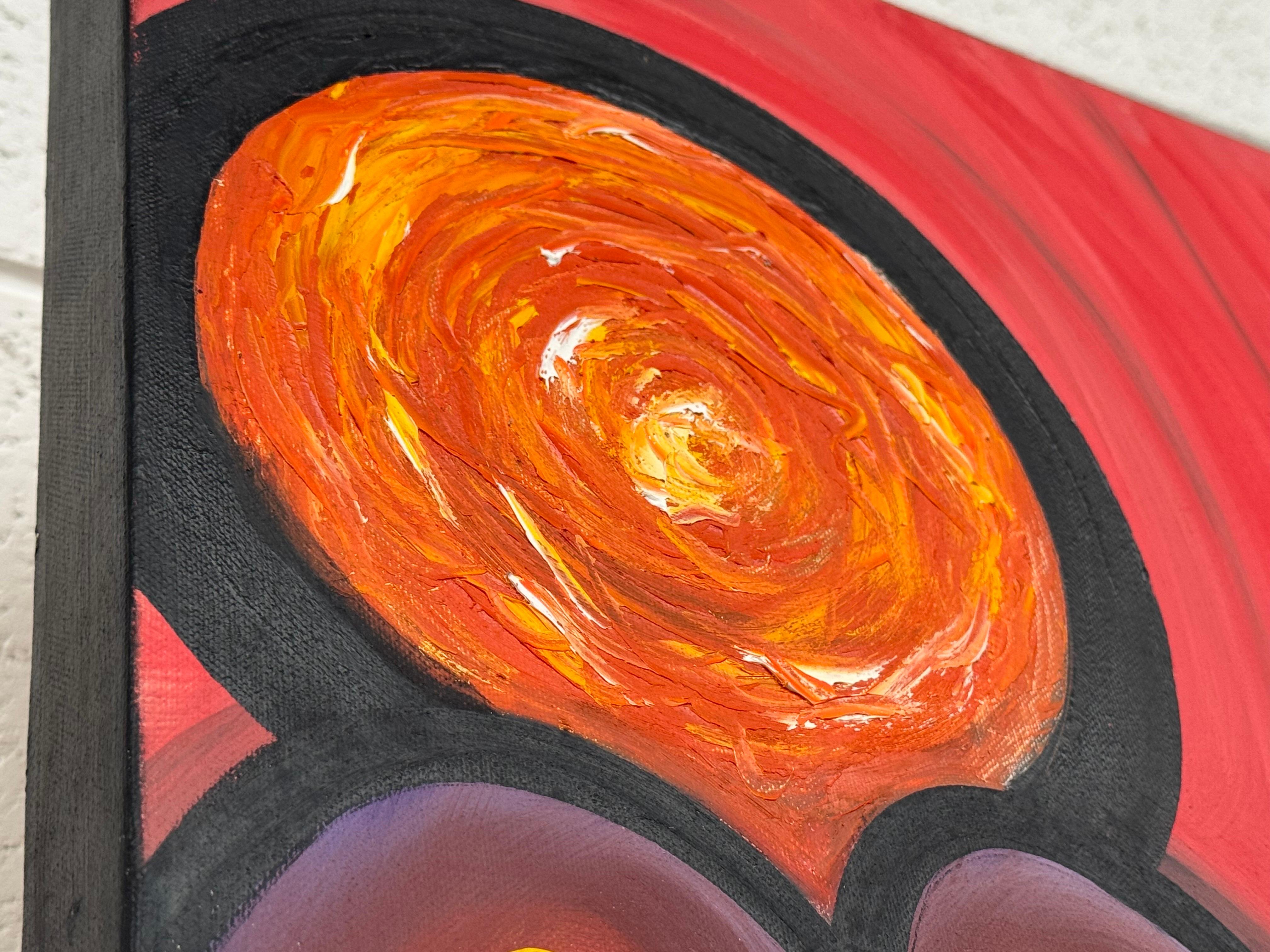 The Reacher - Colourful Tribal Aboriginal Inspired Oil on Canvas Portrait Format For Sale 8
