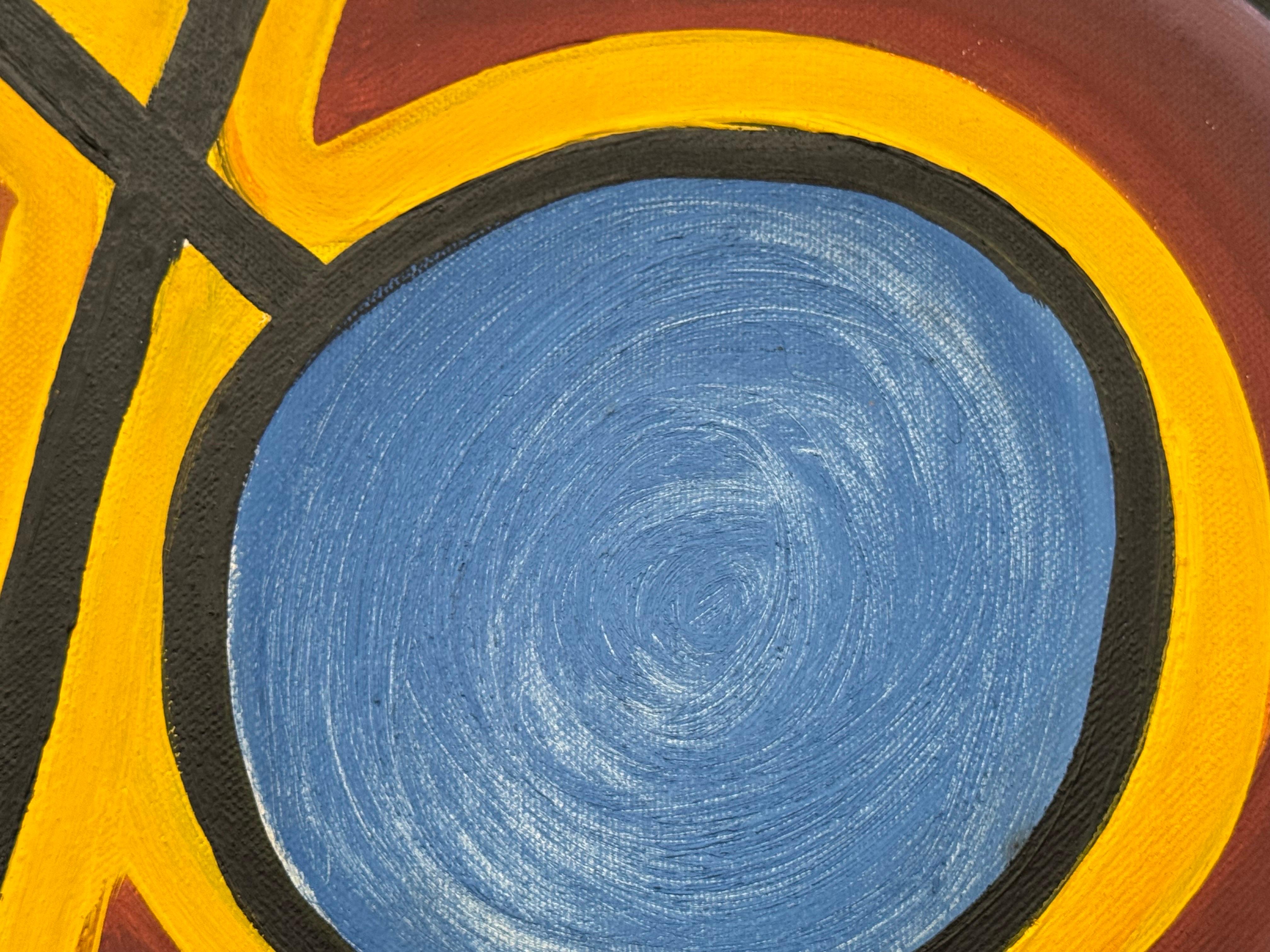 The Reacher - Colourful Tribal Aboriginal Inspired Oil on Canvas Portrait Format For Sale 10