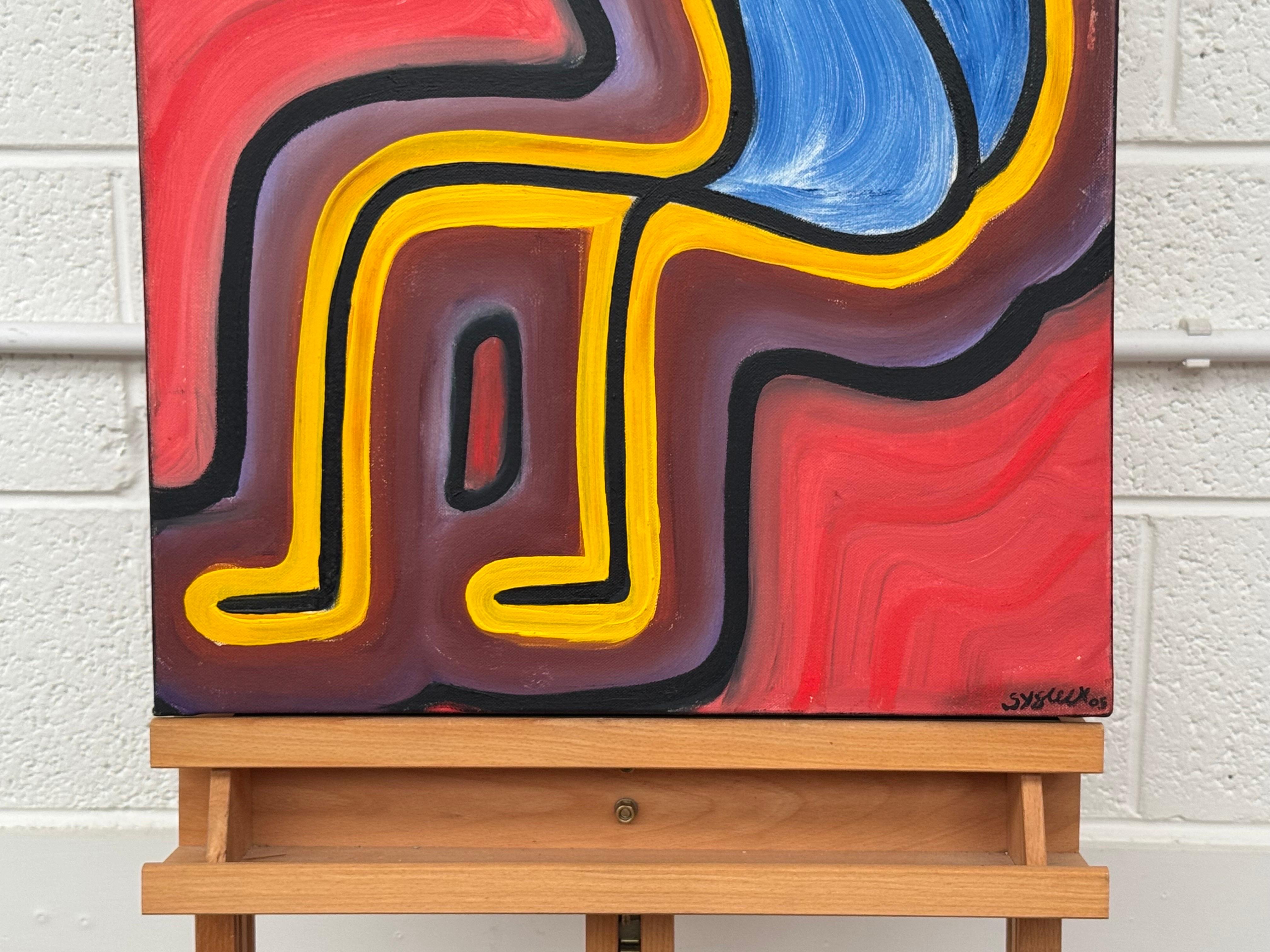 The Reacher - Colourful Tribal Aboriginal Inspired Oil on Canvas Portrait Format For Sale 3