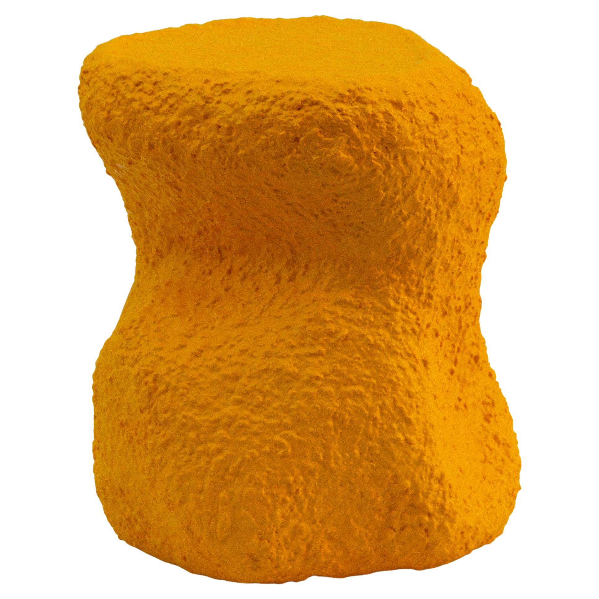 Contemporary Sculptural S-Side Table, Bright Yellow, Handmade, Modern Design