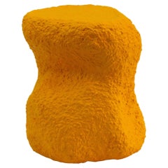 Contemporary Sculptural S-Side Table, Bright Yellow, Handmade, Modern Design