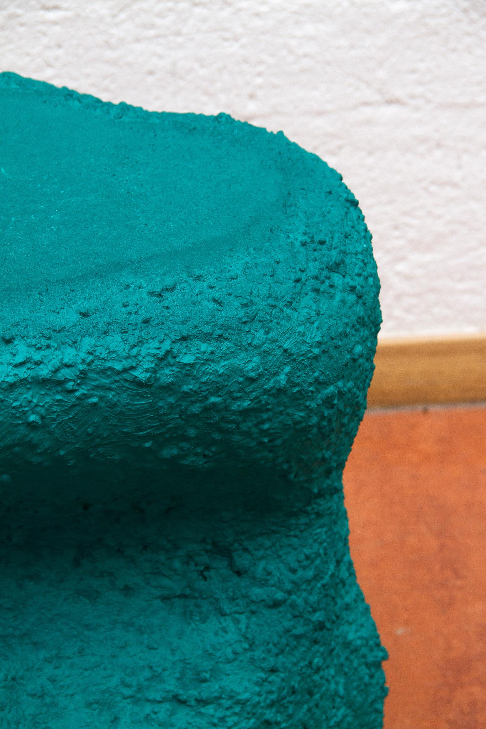 Modern S-Side Table Tellurico Contemporary Design Emerald Green Plaster / Concrete For Sale