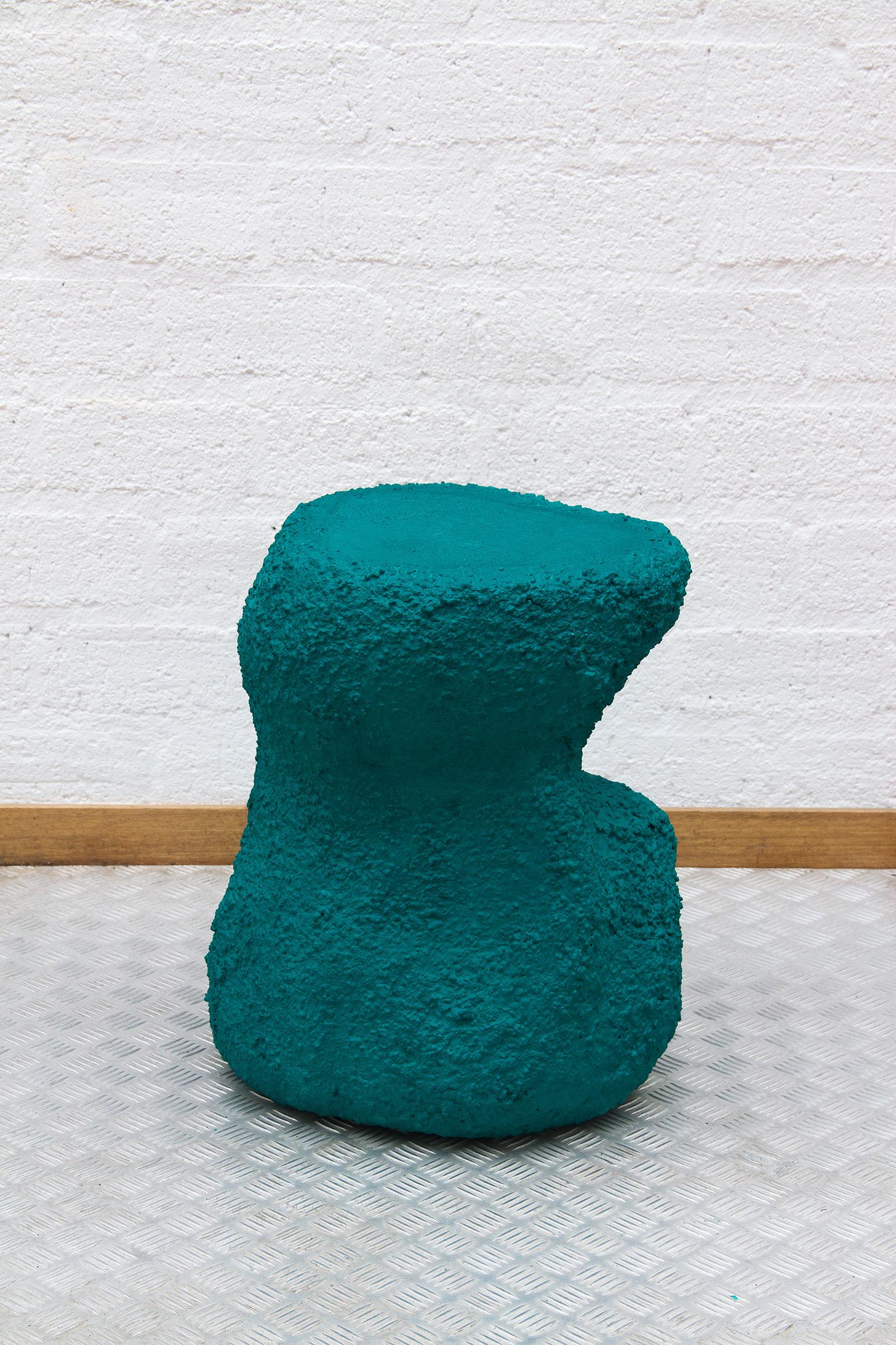 Composition S-Side Table Tellurico Contemporary Design Emerald Green Plaster / Concrete For Sale