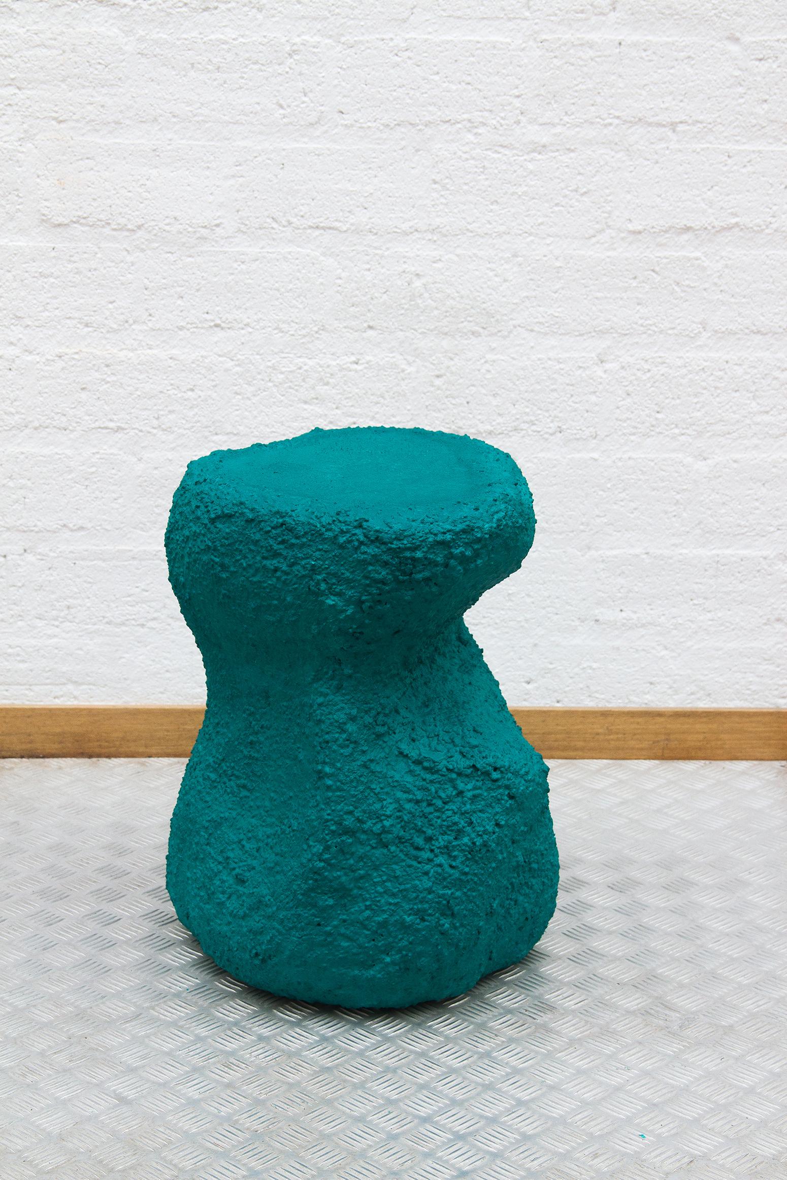 Table à manger Tellurico en plâtre et béton vert émeraude de conception contemporaine en vente 1