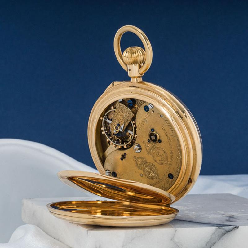 S. Smith And Son. A Gold Keyless Lever Fusee Up & Down Free Sprung Pocket Watch For Sale 2