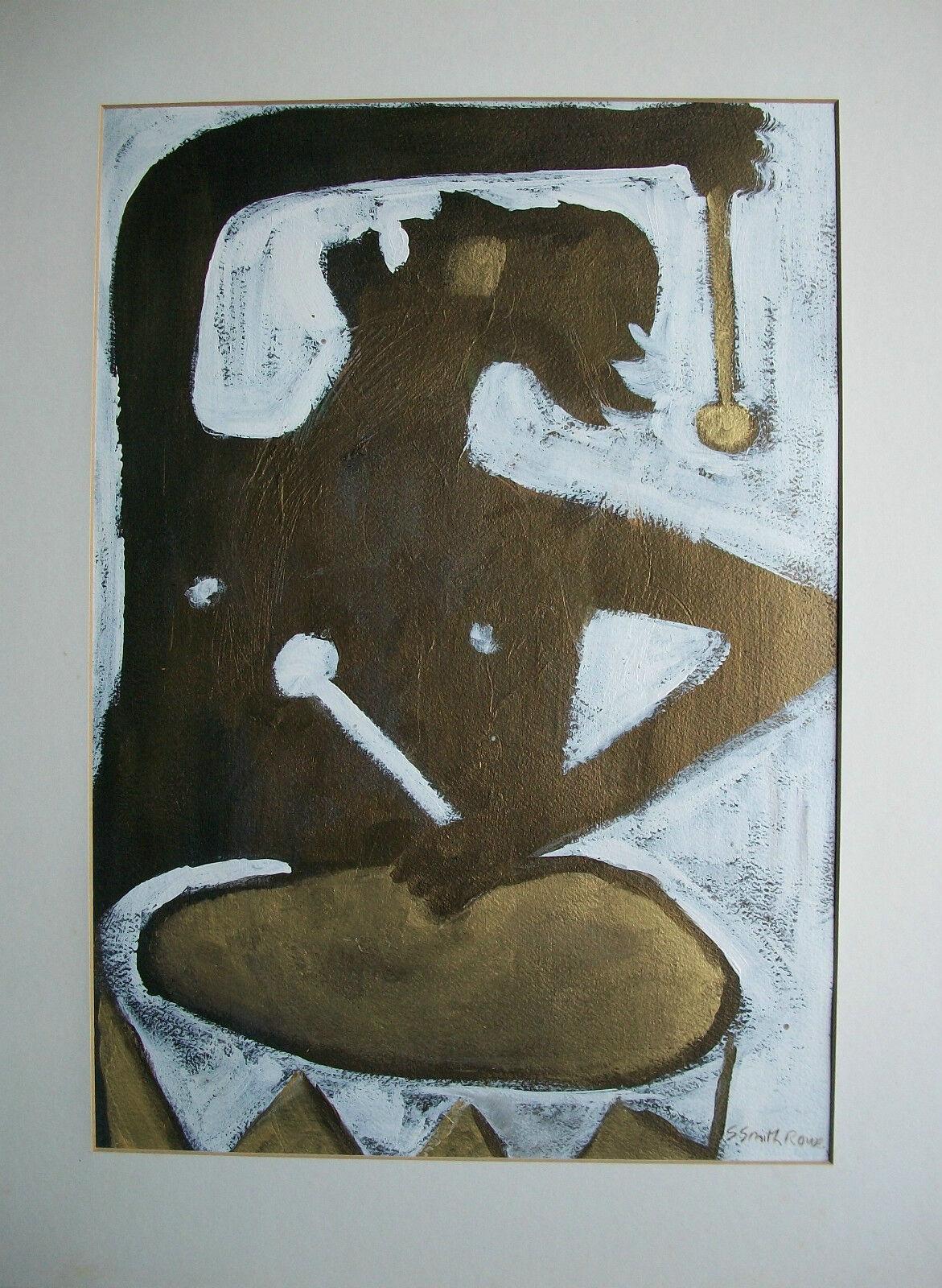 20th Century S. Smith Rowe, 'Drummer', Cubist Oil Painting, Unframed, Canada, circa 1978 For Sale