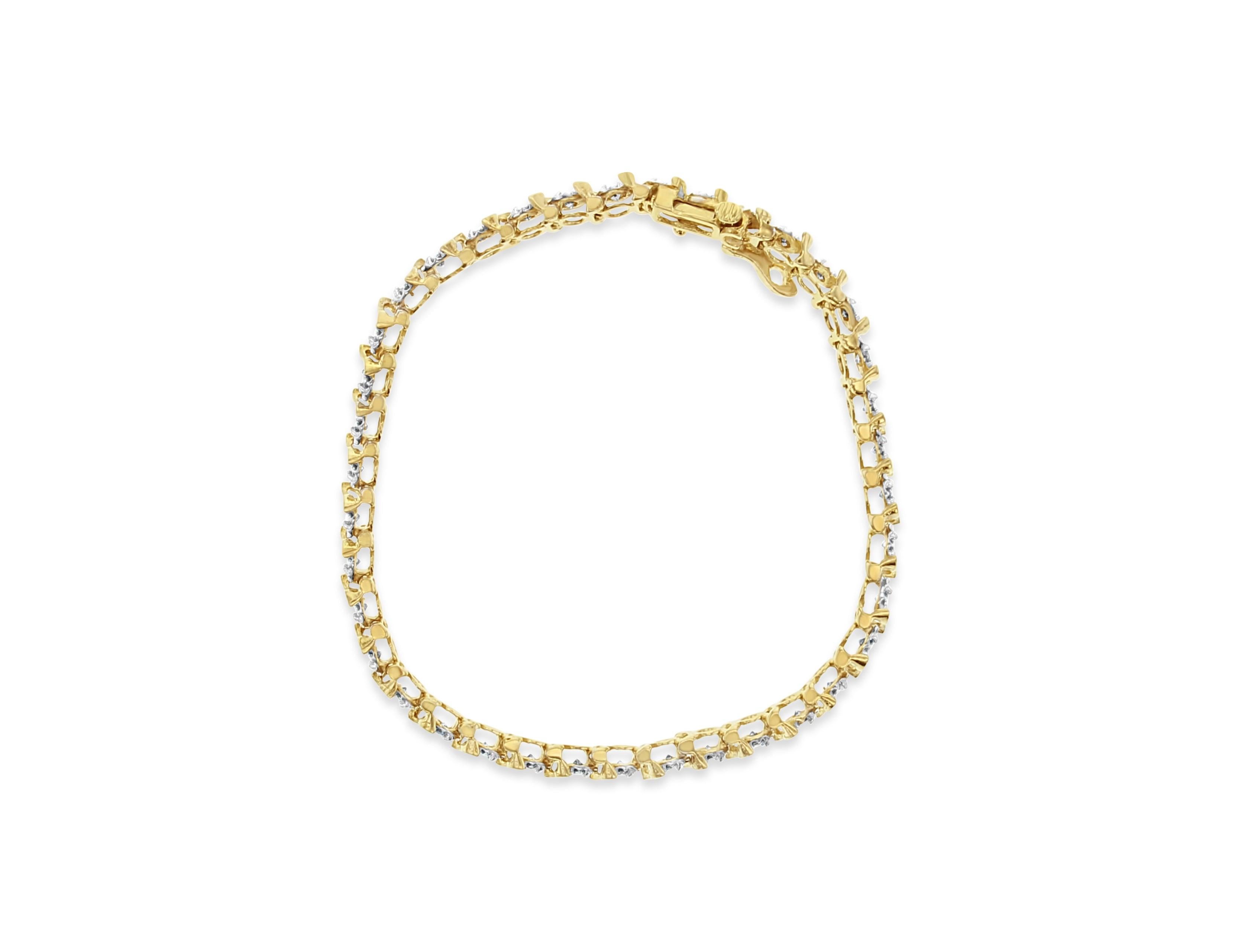 ♥ Descripción de la pulsera de tenis ♥

Piedra principal: Diamante
Aprox. Quilate total del diamante: 2.00cttw
Color del diamante: K/L
Claridad del diamante: SI2
Corte del diamante: Redondo
Tipo de metal: Oro amarillo de 14 quilates
Metal Peso: