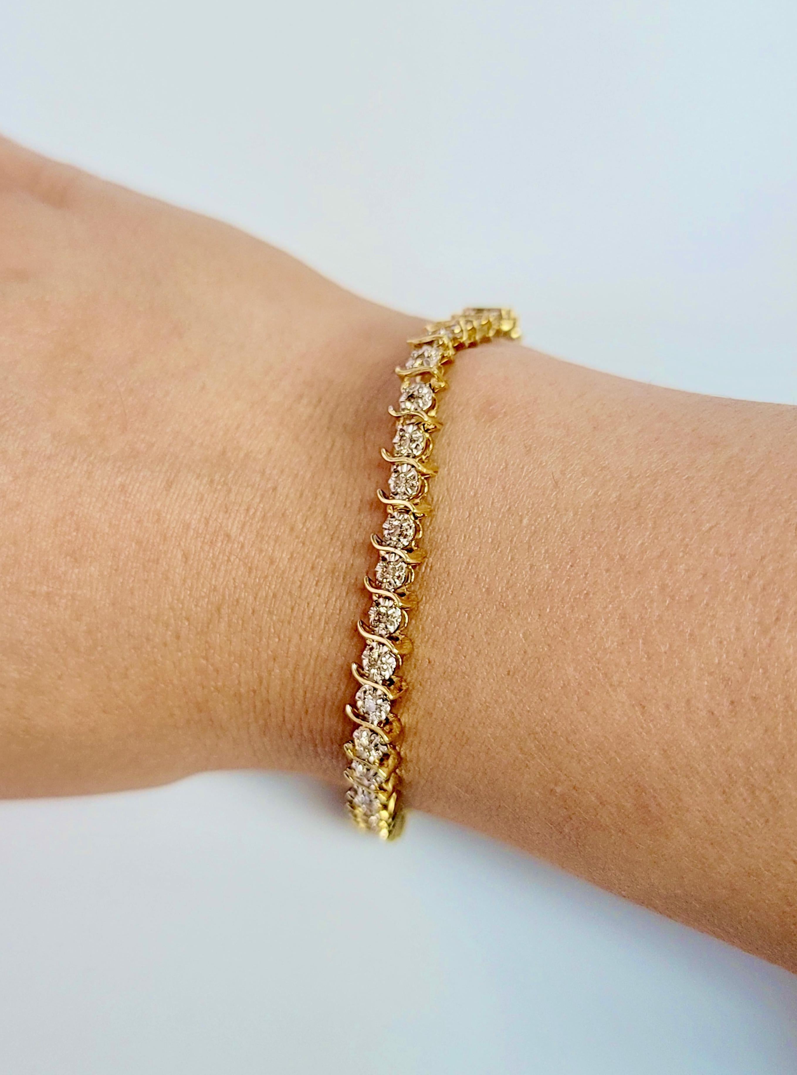 Pulsera de Diamantes Estilo S 2.00cttw Oro Amarillo 14k Corte redondo en venta