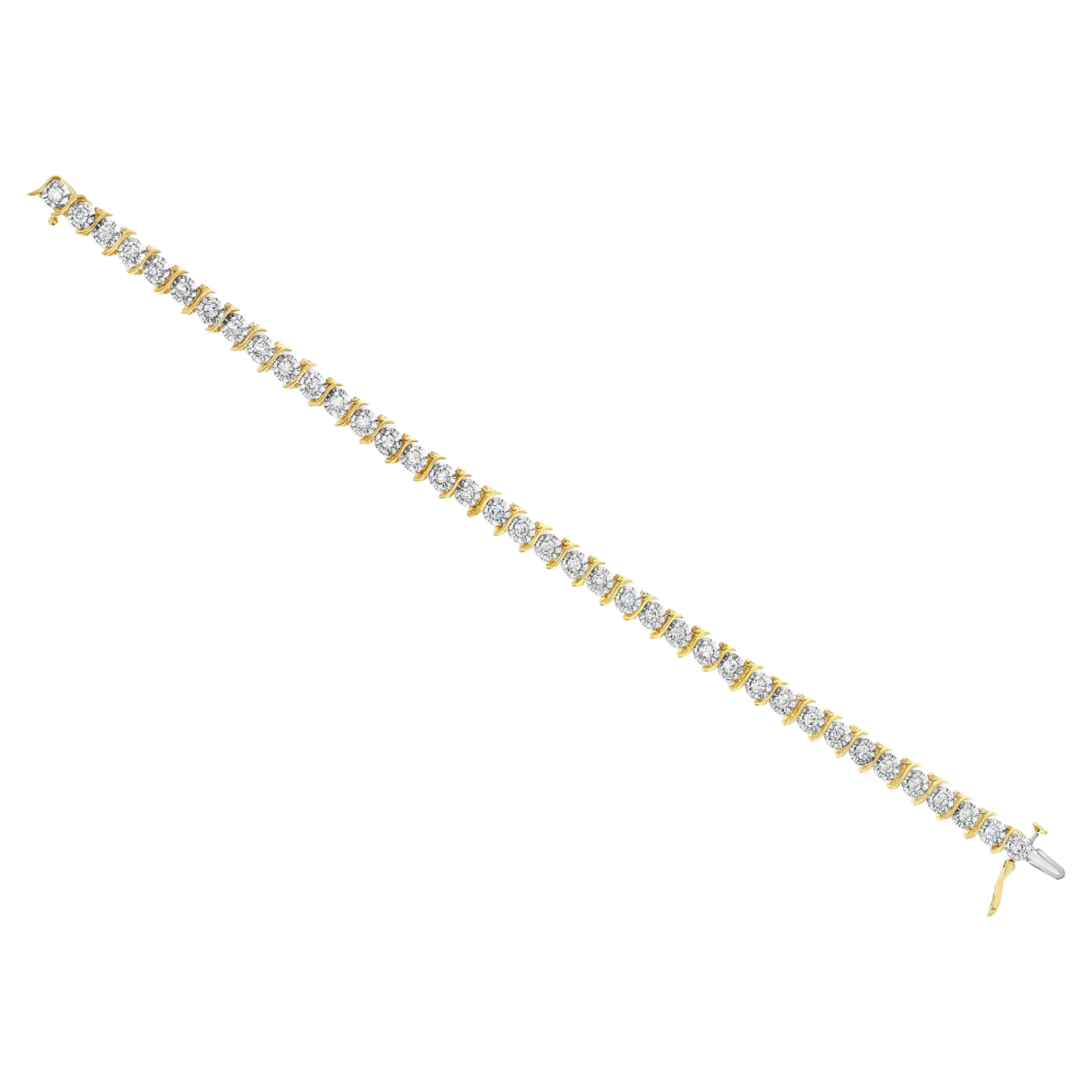 S Style Diamond Bracelet 2.00cttw 14k Yellow Gold