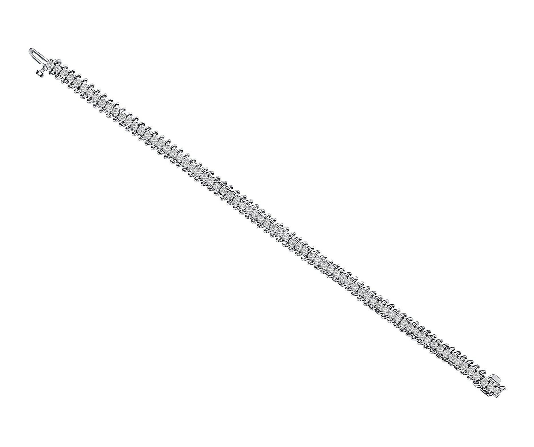 Pulsera de tenis con diamantes estilo S 3,60 ctw Oro blanco 14k en Nuevo estado para la venta en Sugar Land, TX