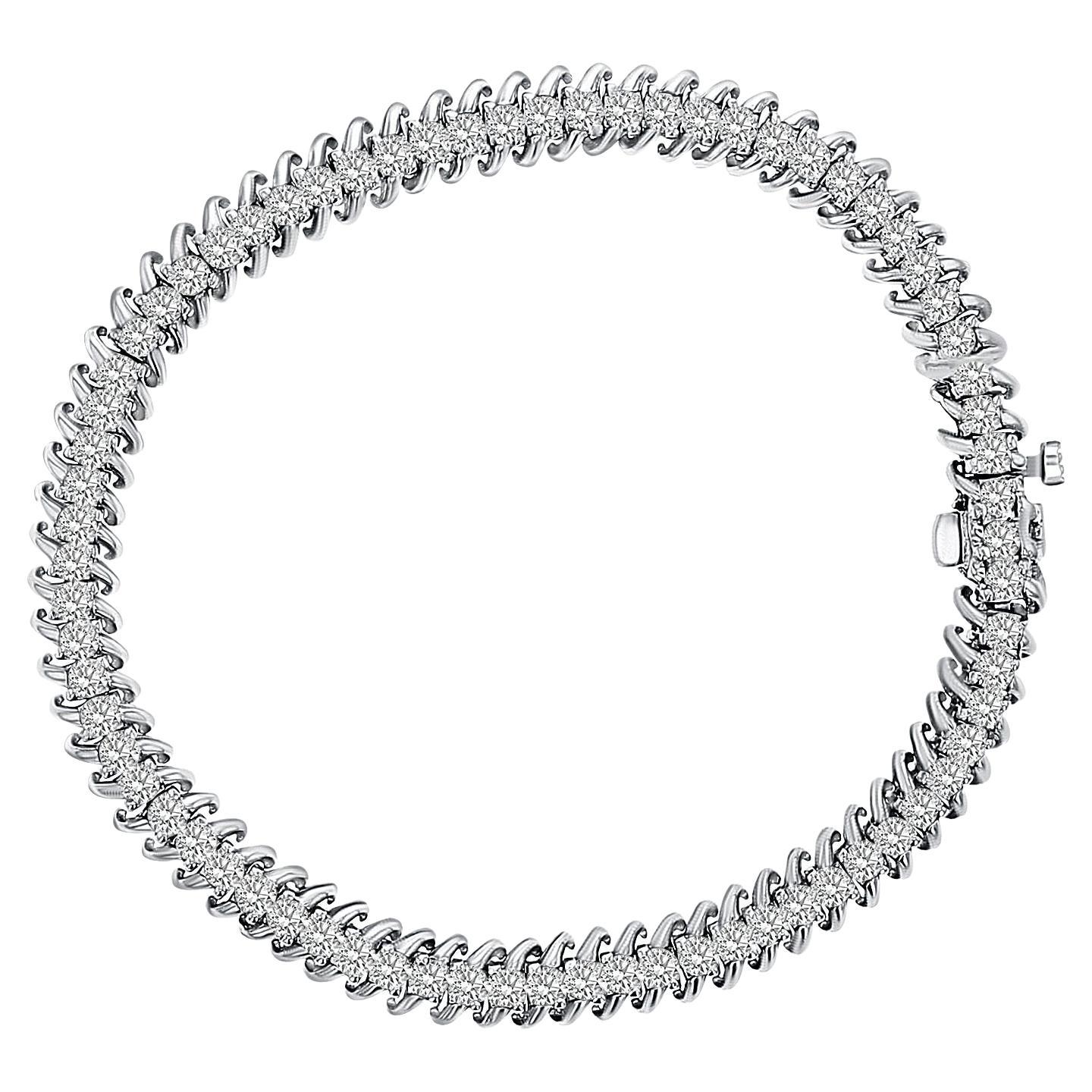 Diamant-Tennisarmband im S-Stil 3,60cttw 14k Weißgold
