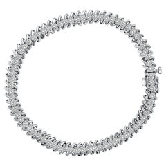 Bracciale tennis con diamanti stile S 3,60cttw in oro bianco 14k