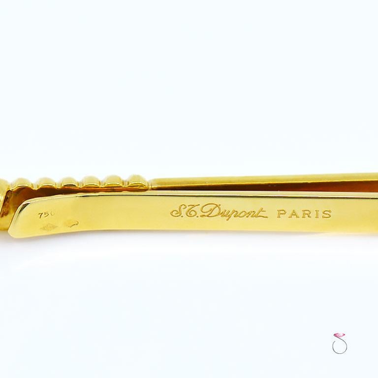 Round Cut S. T. Dupont 18 Karat Yellow Gold and Lapis Lazuli Tie Pin Bar Clasp