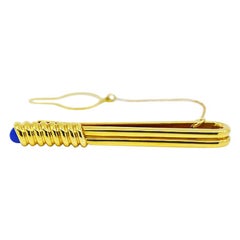 S. T. Dupont 18 Karat Yellow Gold and Lapis Lazuli Tie Pin Bar Clasp
