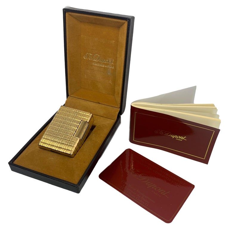 ST DuPont 18ct Gold Plated Ligne 1 Small Pocket Cigarette Lighter For Sale  at 1stDibs