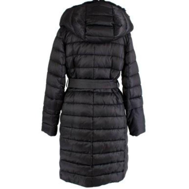 MaxMara 'S The Cube black nylon reversible padded jacket
 
 - The light weight padded body features one quilted side whilst the other is smooth
 - Fur trim hood and edging 
 - Removable tie belt with leather detail 
 - Long sleeve 
 - Mid length 
 -