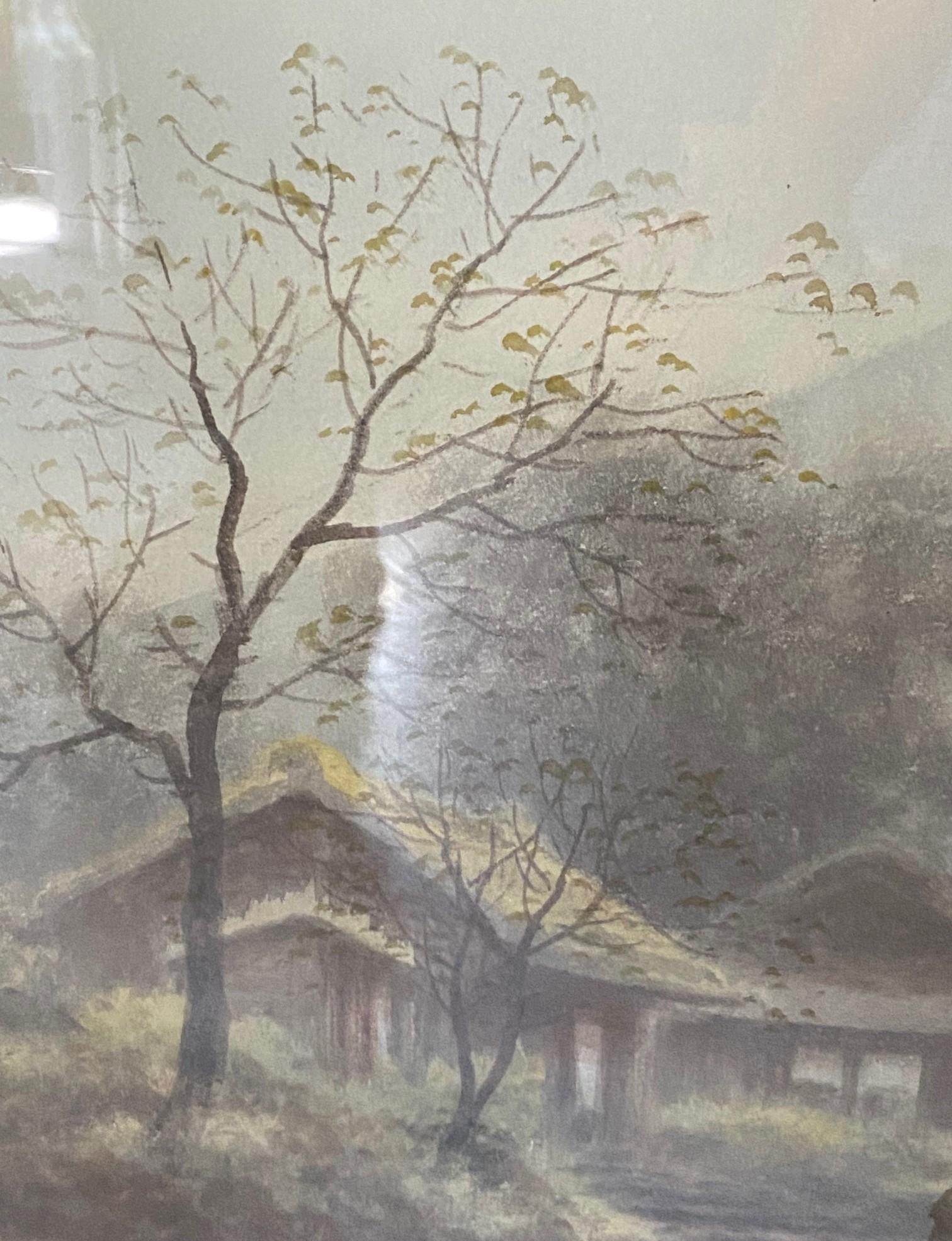 S. Tosuke Firmato Acquerello originale giapponese del paesaggio del Monte Fuji in vendita 2