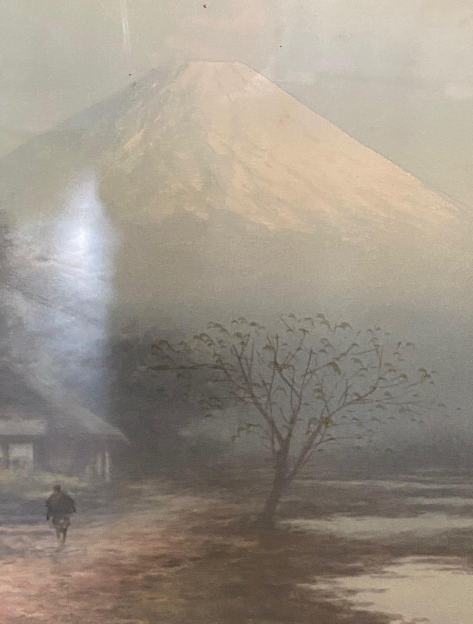 S. Tosuke Firmato Acquerello originale giapponese del paesaggio del Monte Fuji in vendita 4