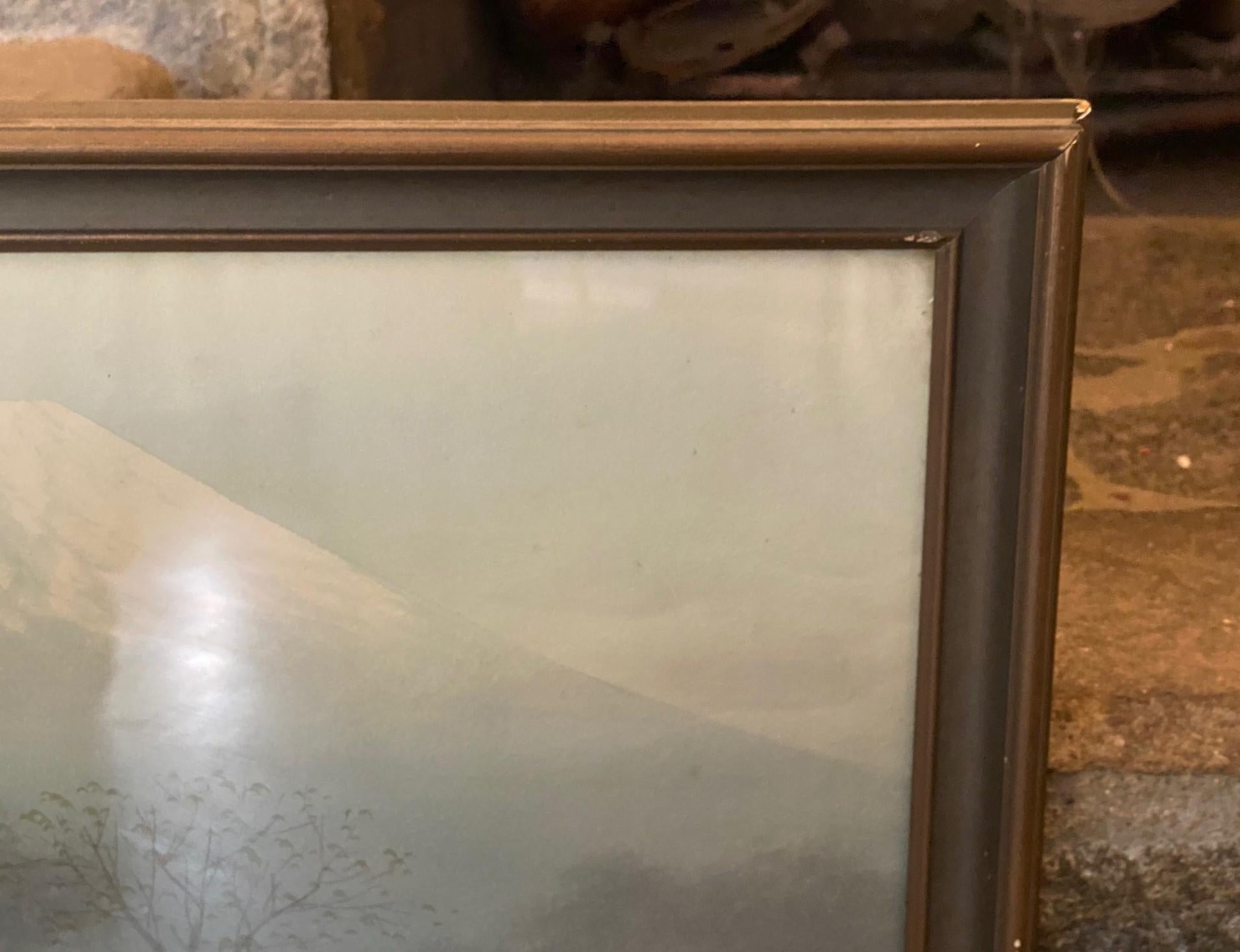Inizio XX secolo S. Tosuke Firmato Acquerello originale giapponese del paesaggio del Monte Fuji in vendita