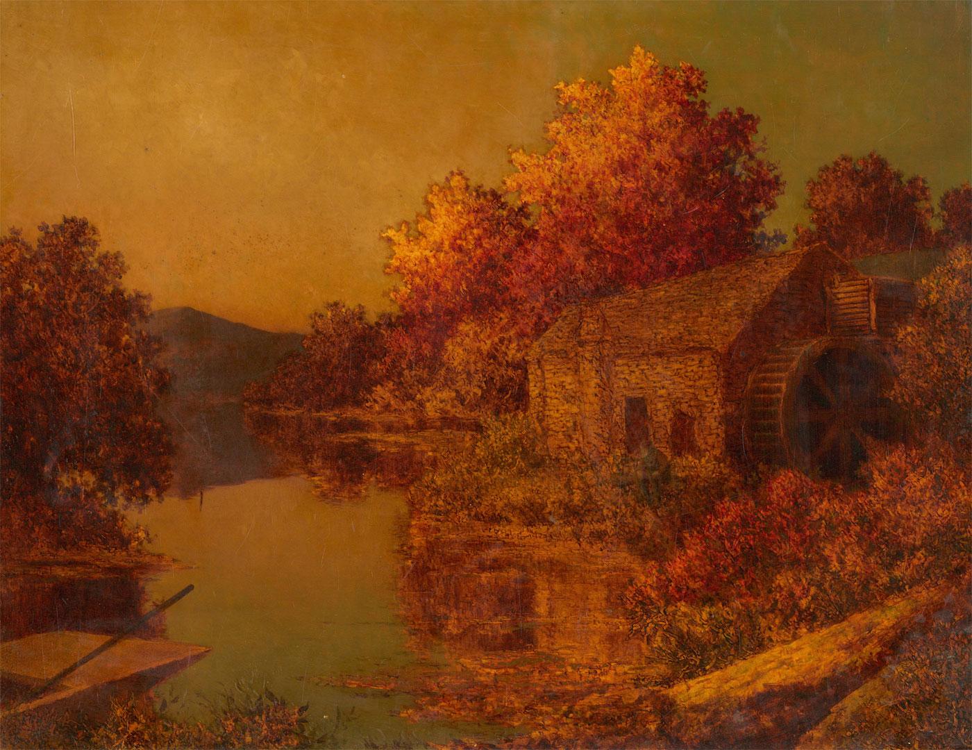 S Wesley - Olio della metà del XX secolo, Tramonto stordente in vendita 2