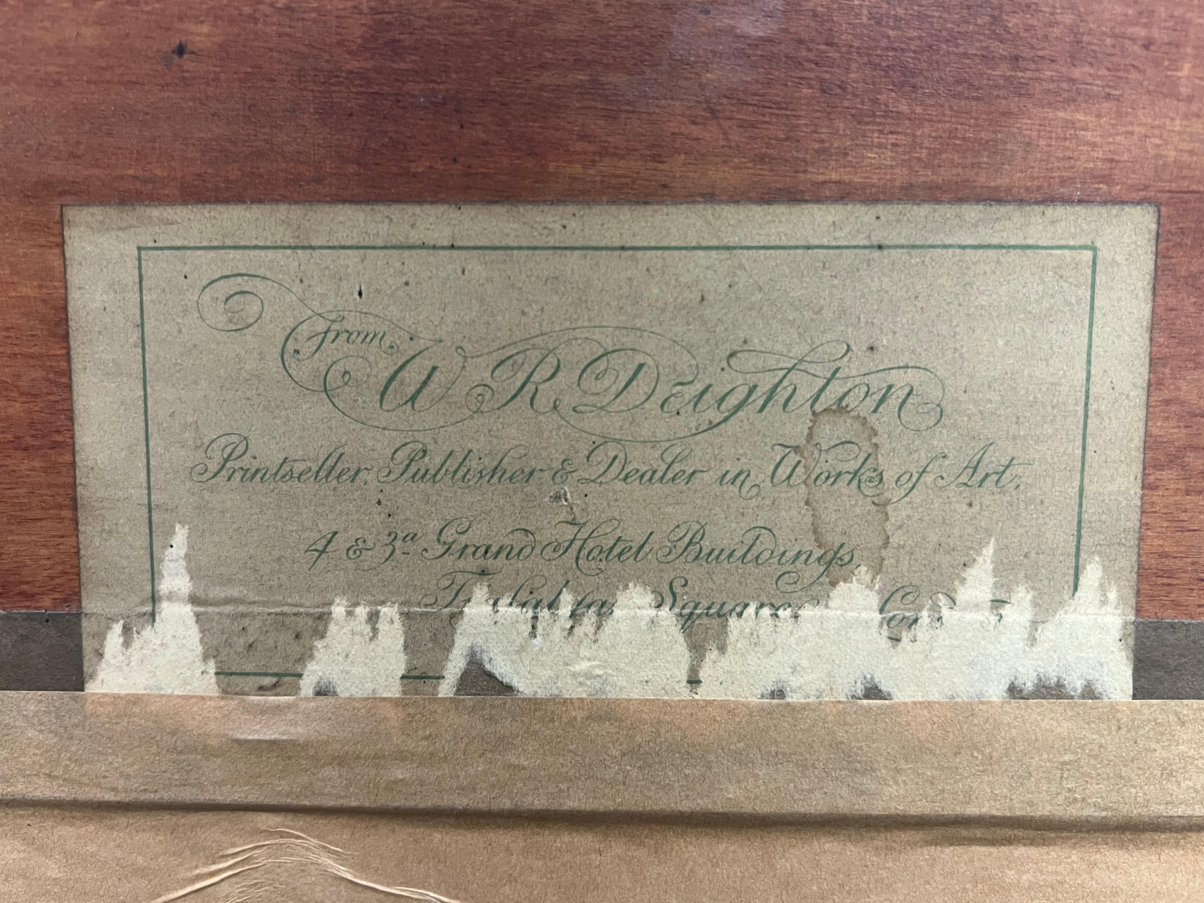 Antiguo óleo inglés Figuras en bosque nevado Paisaje tradicional firmado en venta 6