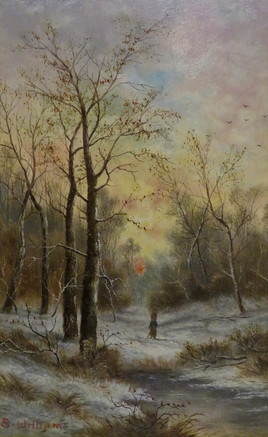 S.William - Coppia di antichi dipinti a olio su pannello inglesi del XIX secolo - Painting di S. William