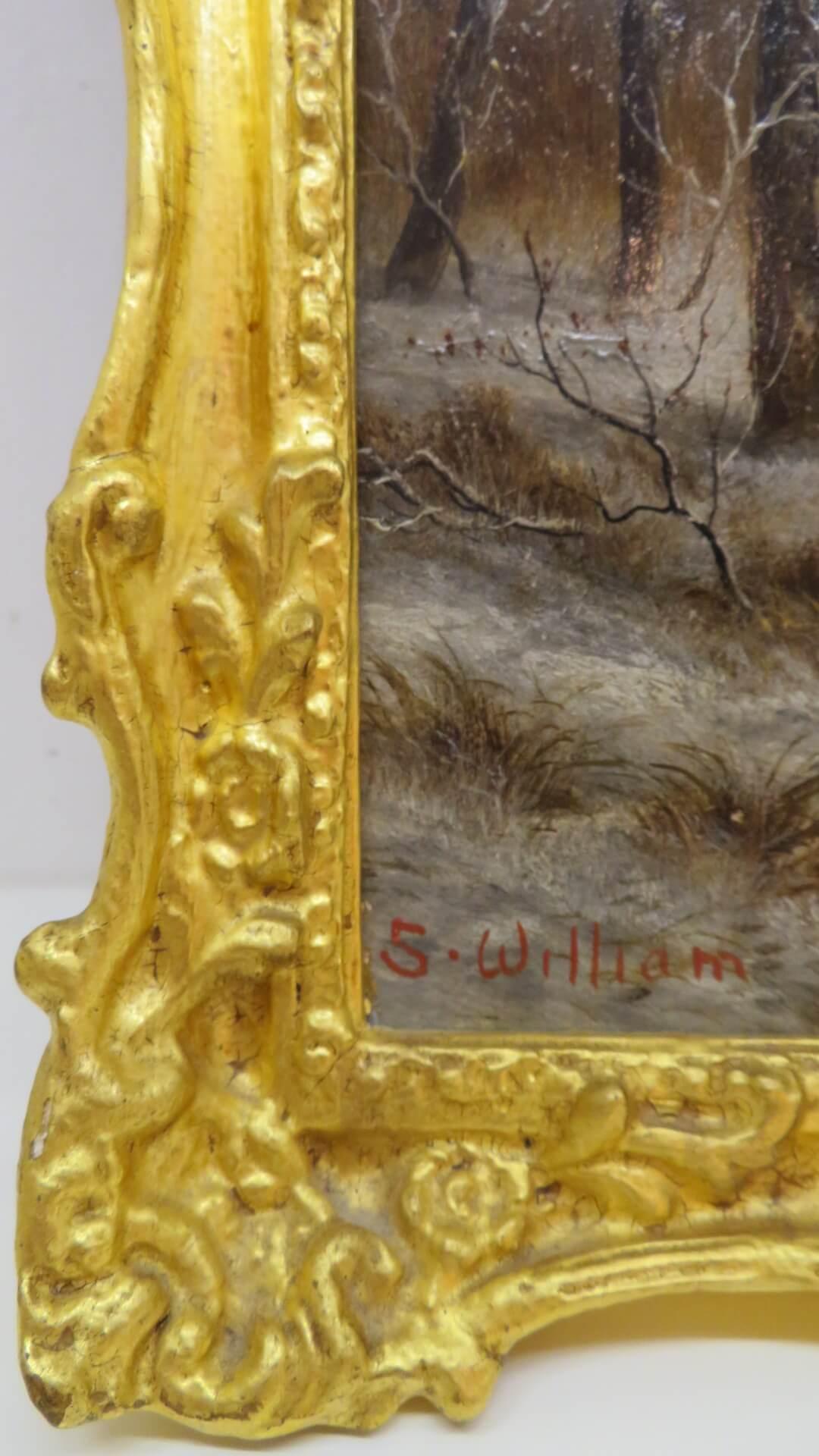 S.William - Coppia di antichi dipinti a olio su pannello inglesi del XIX secolo - Painting Realismo di S. William