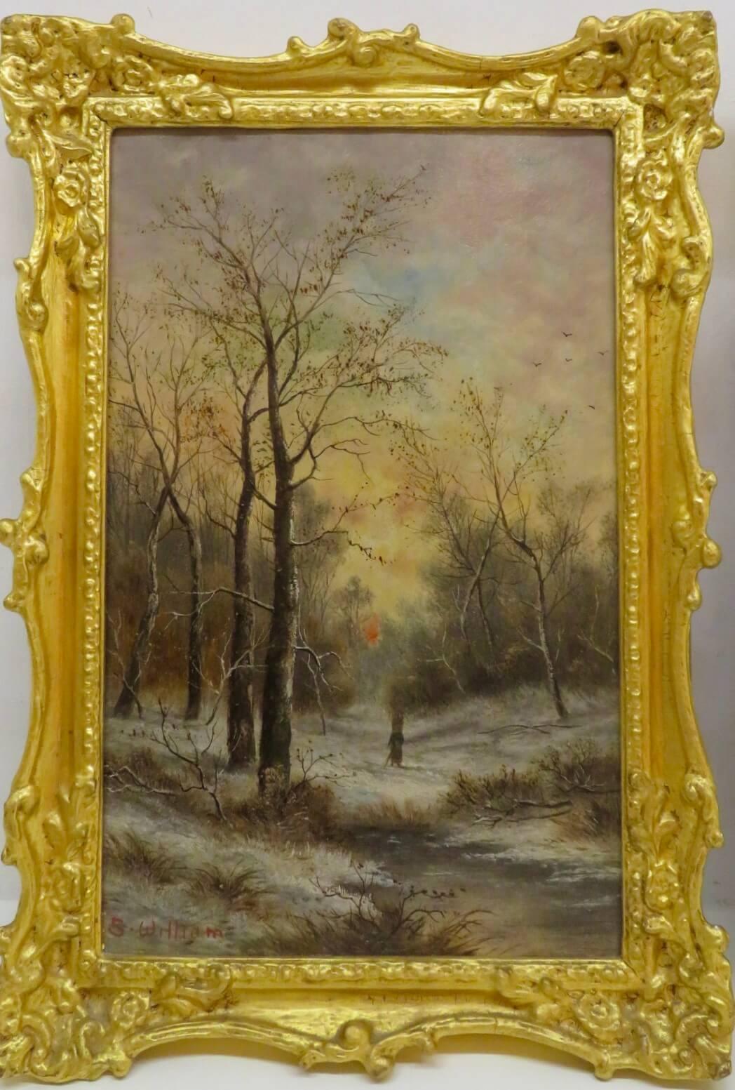 S.William - Coppia di antichi dipinti a olio su pannello inglesi del XIX secolo 2
