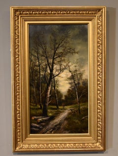 Antique Oil Painting by S Williams  "The Path Through the Woods"