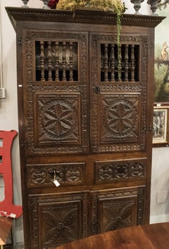 S XVII Carved Walnut Buffet and Iron Handles S XVII Aragonesa School, Spain