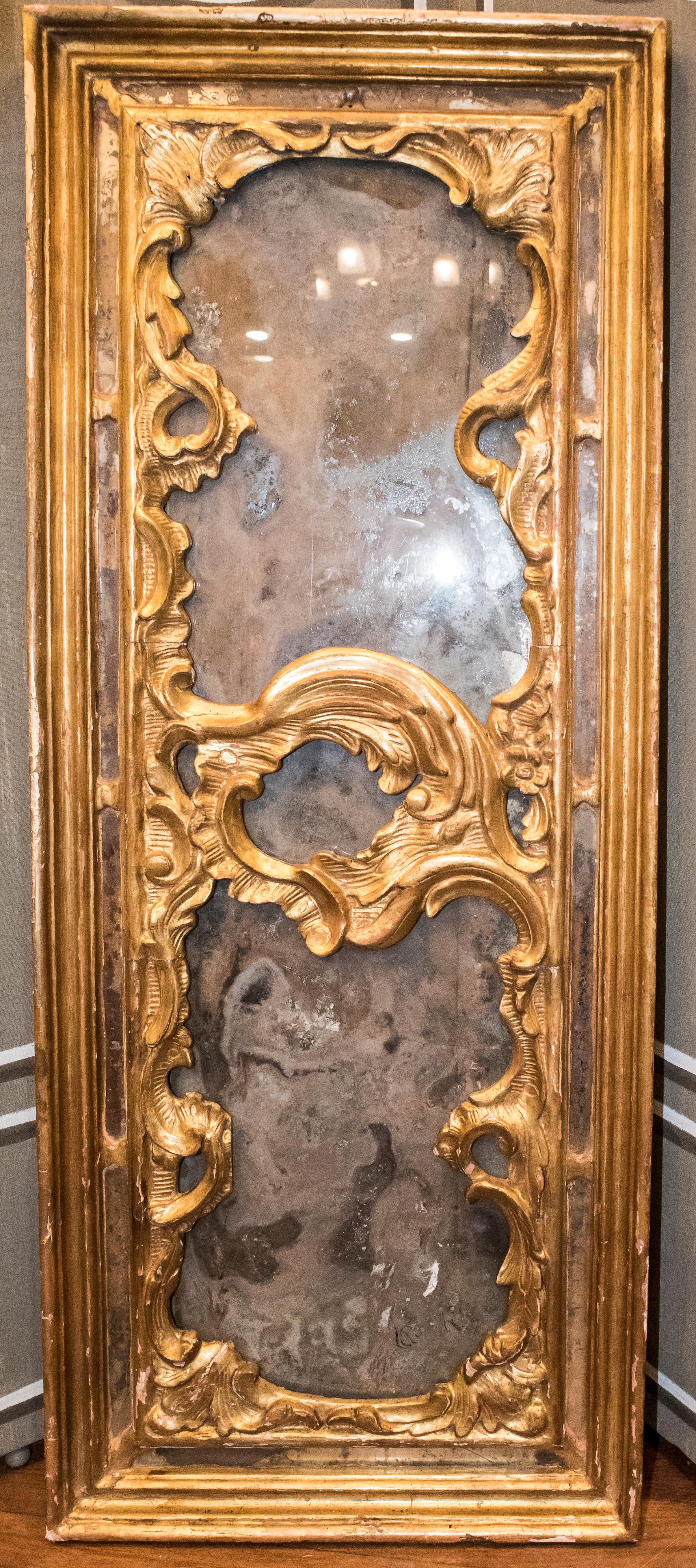 S xviii Gilded and Carved Wood and Painted Crystals  French of Pair of Panels  5