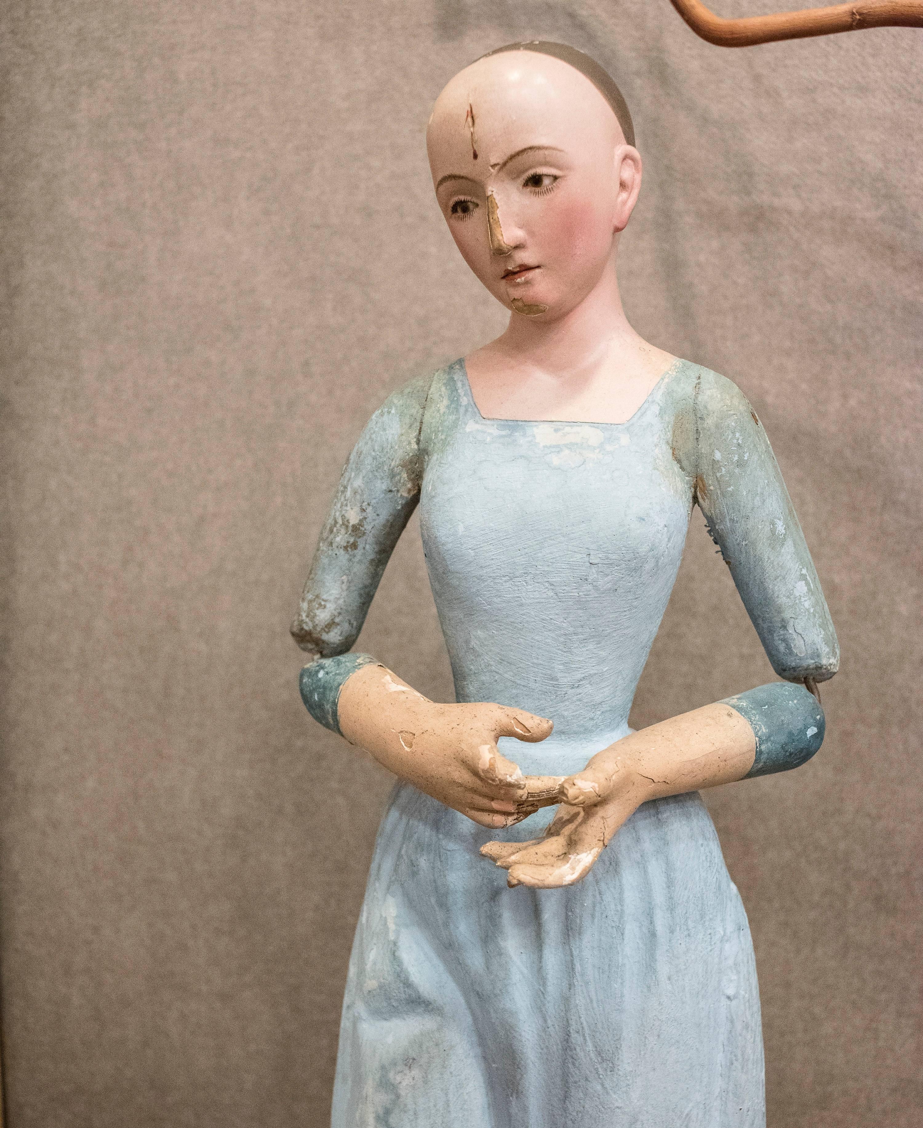 Carved 18th Century Polychrome French Female Sculpture 