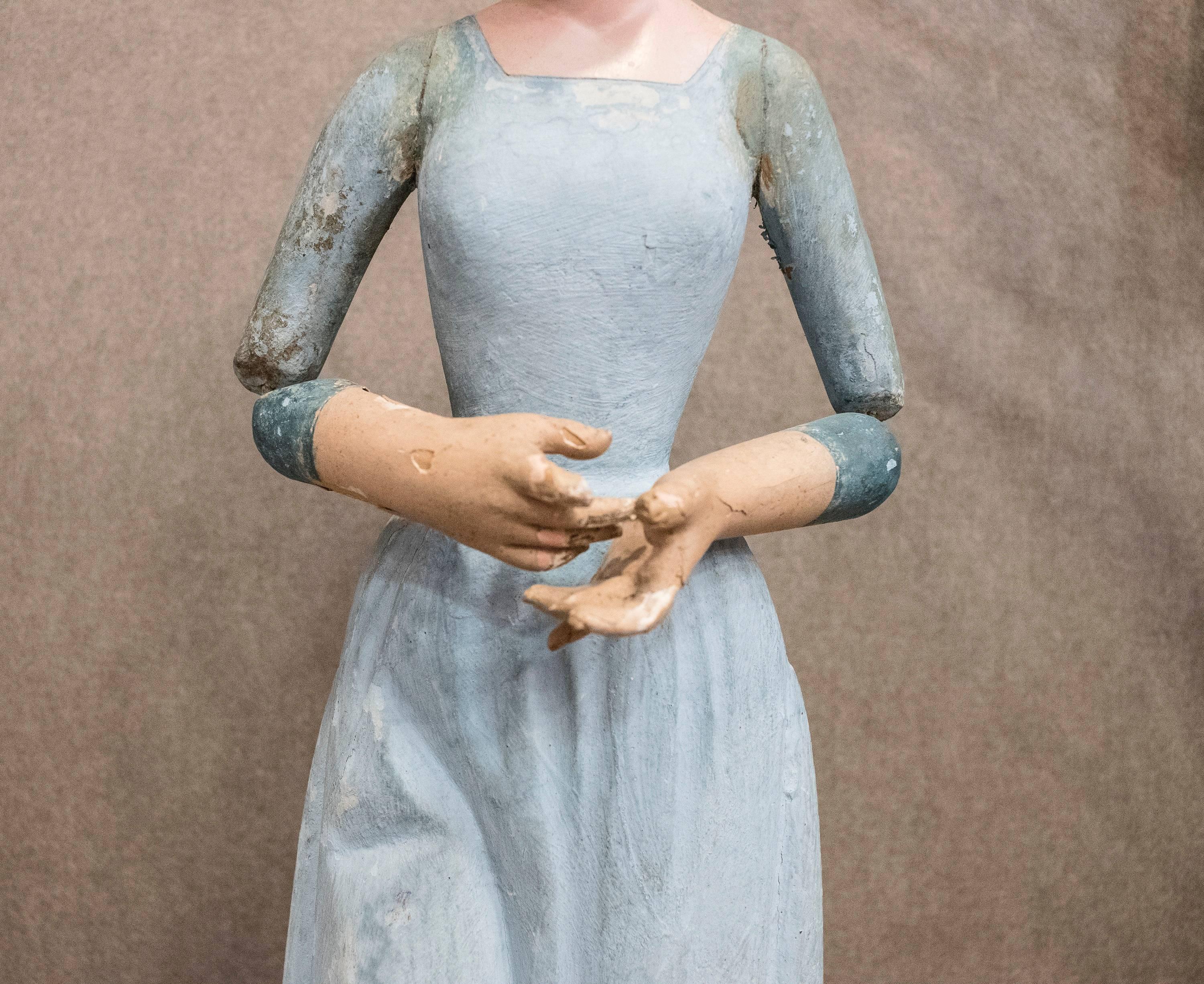 18th Century Polychrome French Female Sculpture 