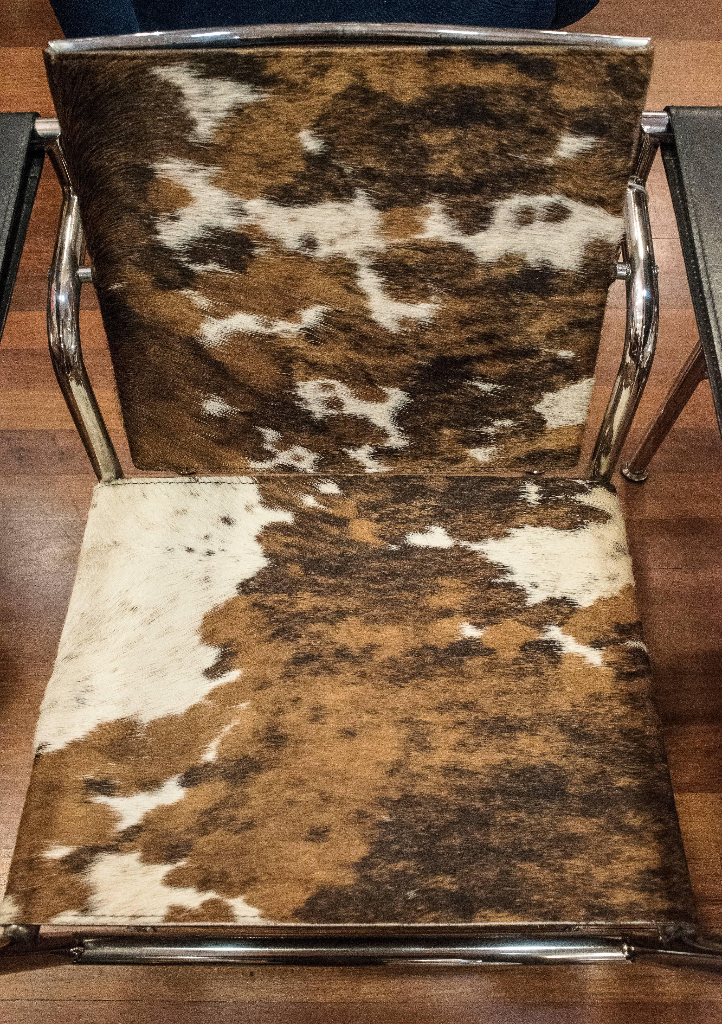 Italian Le Corbusier Style Cowhide Upholstery 'Lc-1' Chair