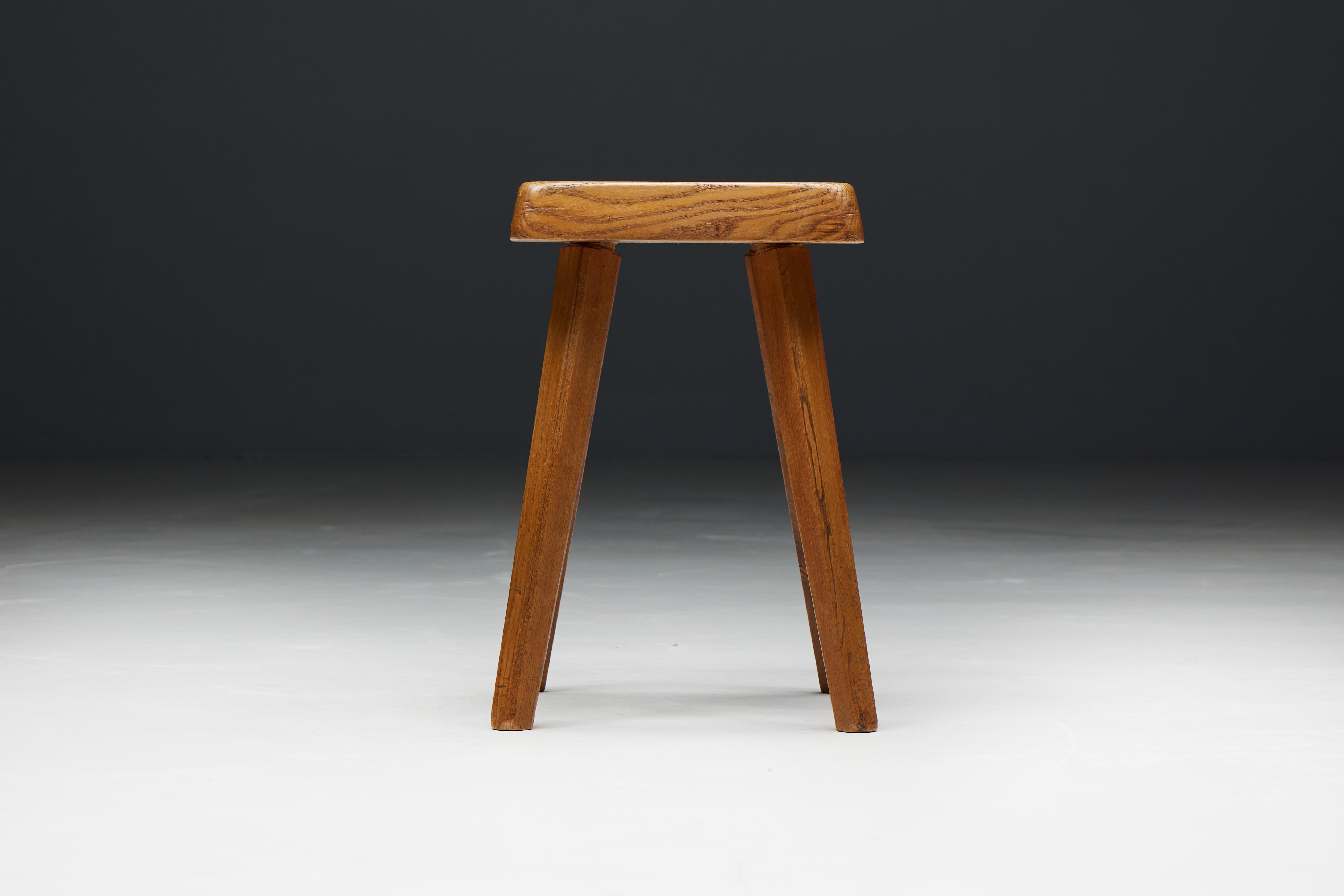 Elm S01 Stools by Pierre Chapo, France, 1970s For Sale