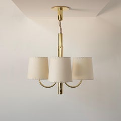 S01 Upright Electrolier Polished Unlacquered Brass, Goatskin Parchment Shades