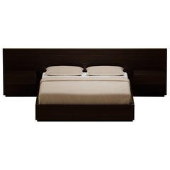 S.02 Wood Bed with Built-In Side Tables / Ebonized Walnut by Lusano