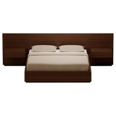 S.02 Wood Bed with Built-In Side Tables / Natural Walnut by Lusano