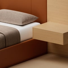 S.05 Upholstered Bed with Built-In Side Tables / Natural Oak by Lusano