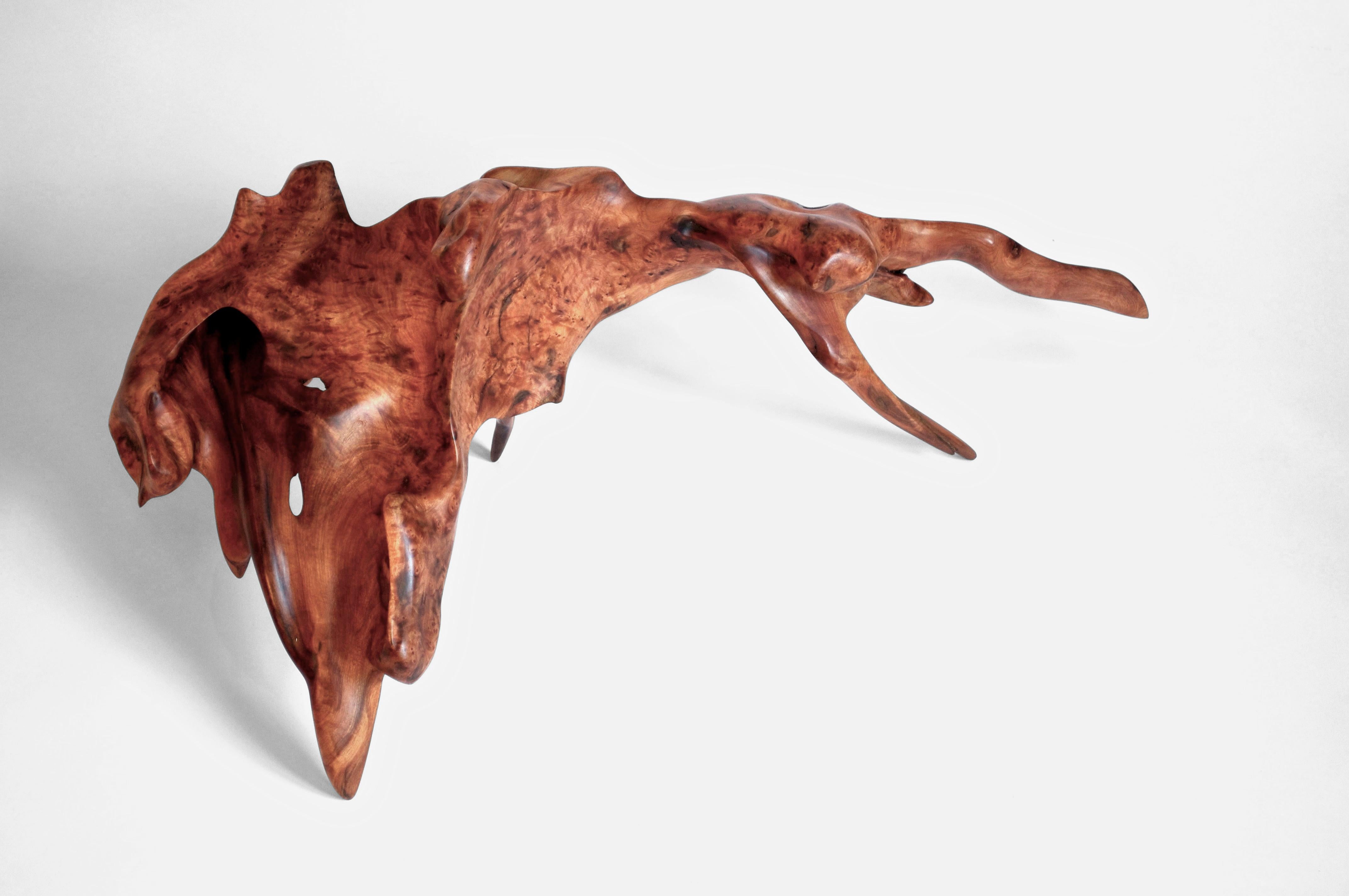S1090 Decorative Object in Mastix Bush Root Wood by Jörg Pietschmann
Dimensions: D 26 x W 69 x H 23 cm. 
Materials: Mastix bush root wood.

In Pietschmann’s sculptures, trees that for centuries were part of a landscape and founded in primordial