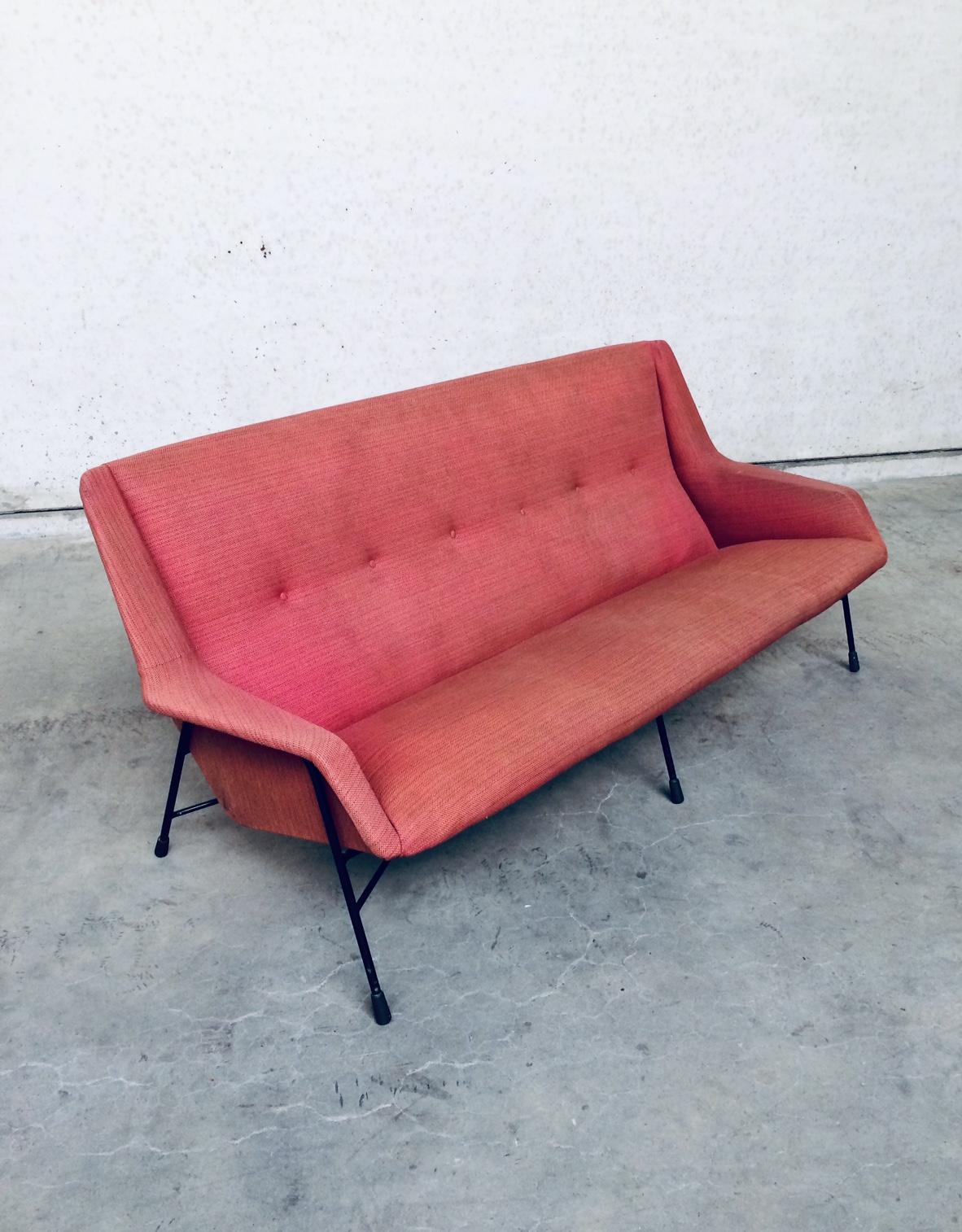 Mid-Century Modern S12 Model 3 Seat Sofa by Alfred Hendrickx for Belform, Belgium, 1958 For Sale