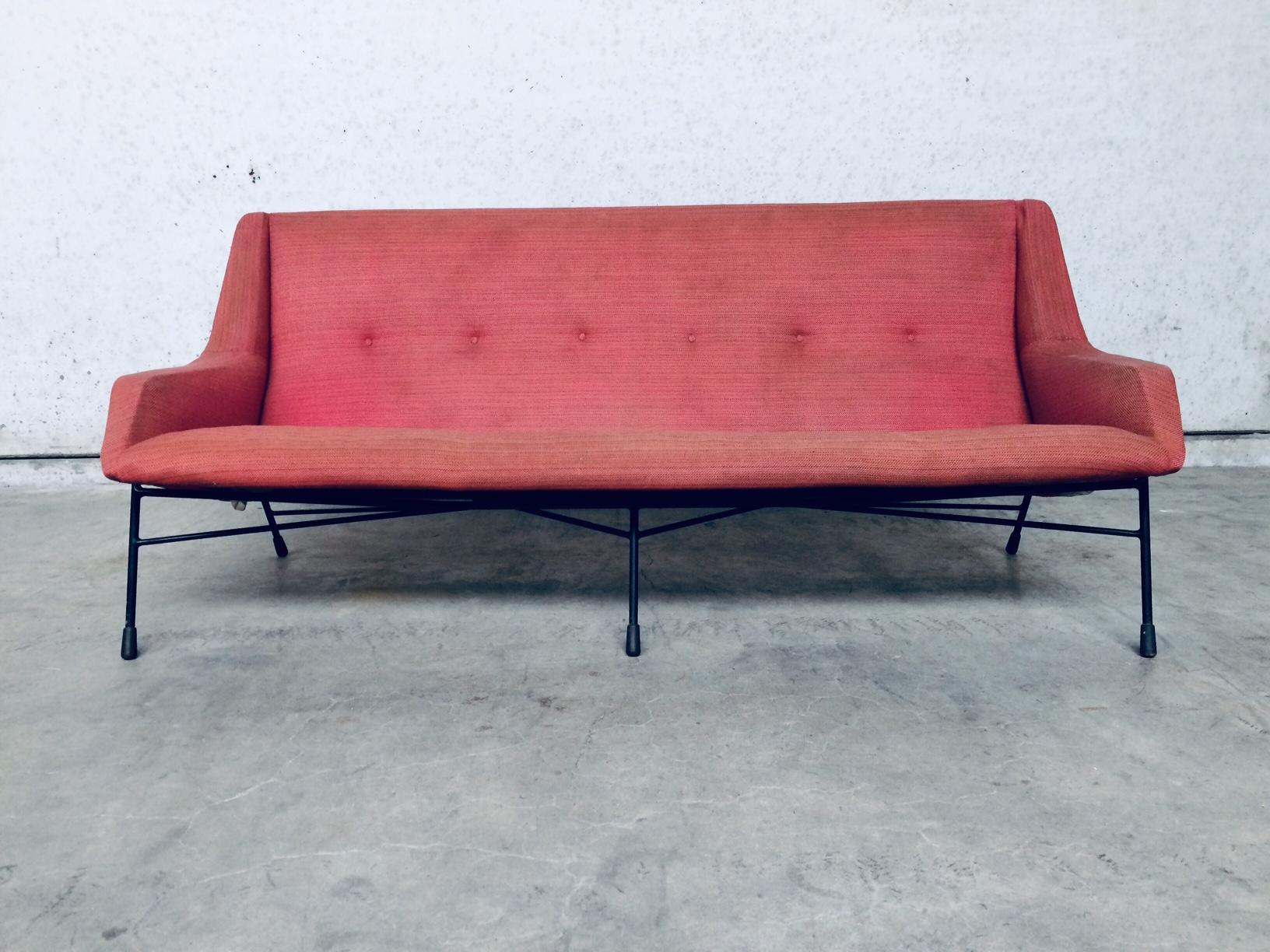 Mid-20th Century S12 Model 3 Seat Sofa by Alfred Hendrickx for Belform, Belgium, 1958 For Sale