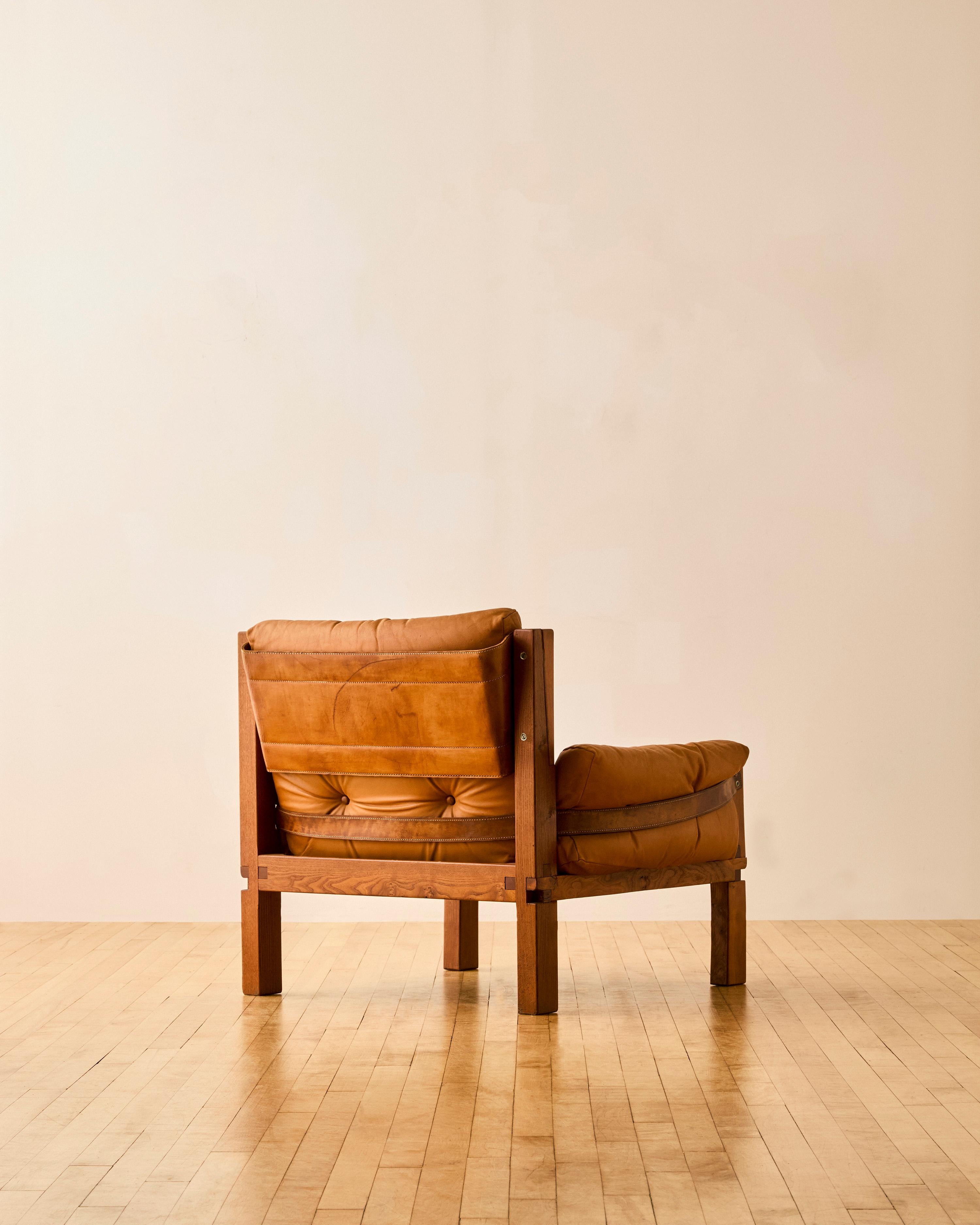 Pierre Chapo S15 wood and leather armchair C. 1960